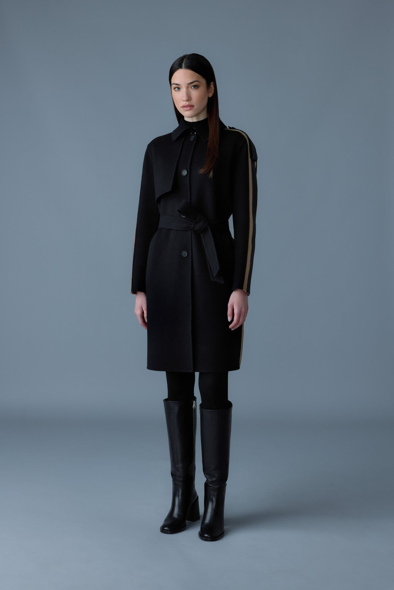 MACKAGE ALIZA Double-face wool stripe trench coat outlook