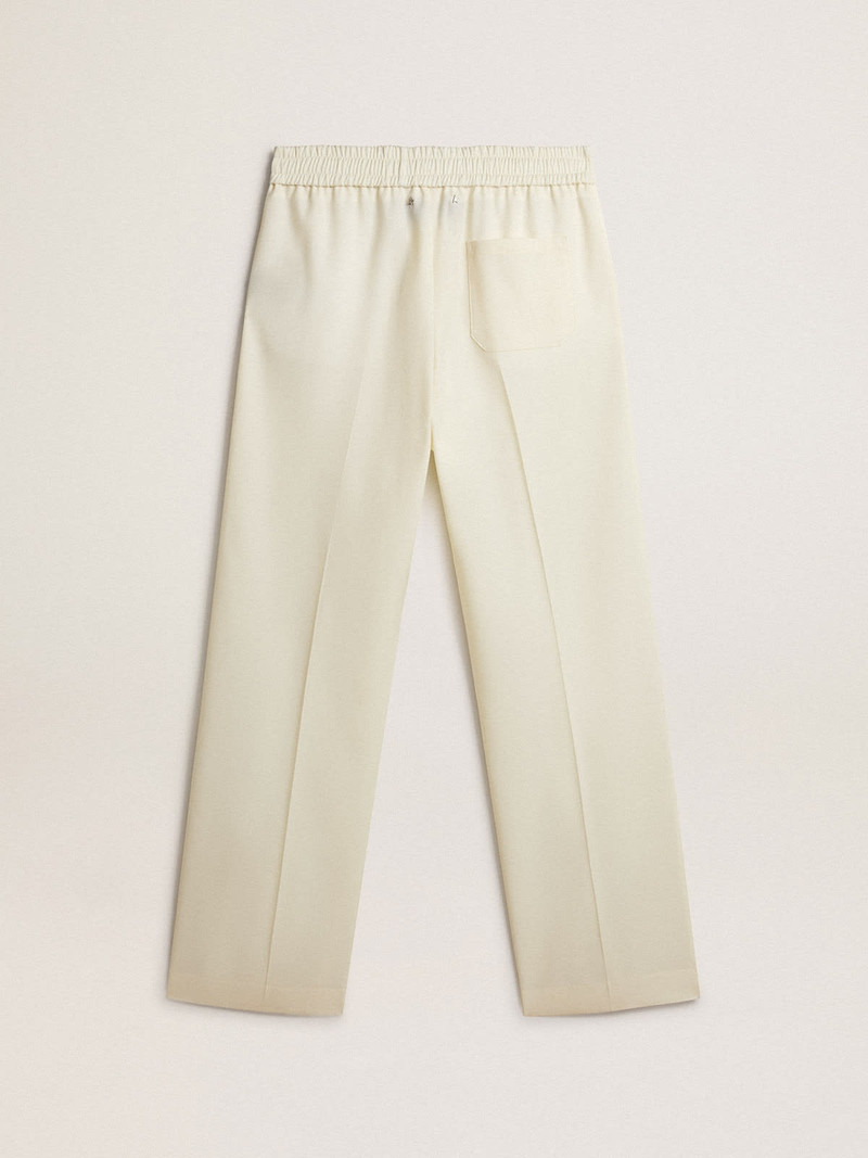 Men’s aged white wool gabardine joggers 6