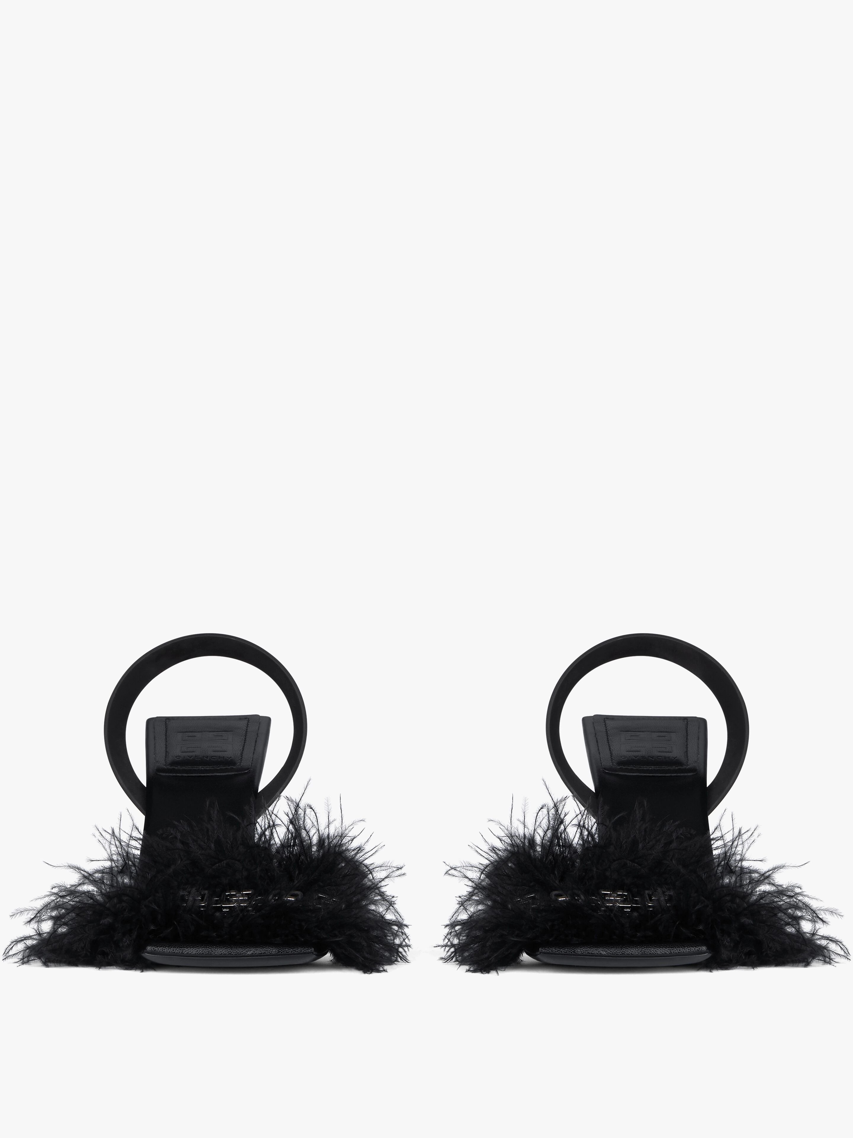 G WOVEN SANDALS IN FEATHERS AND LEATHER - 2
