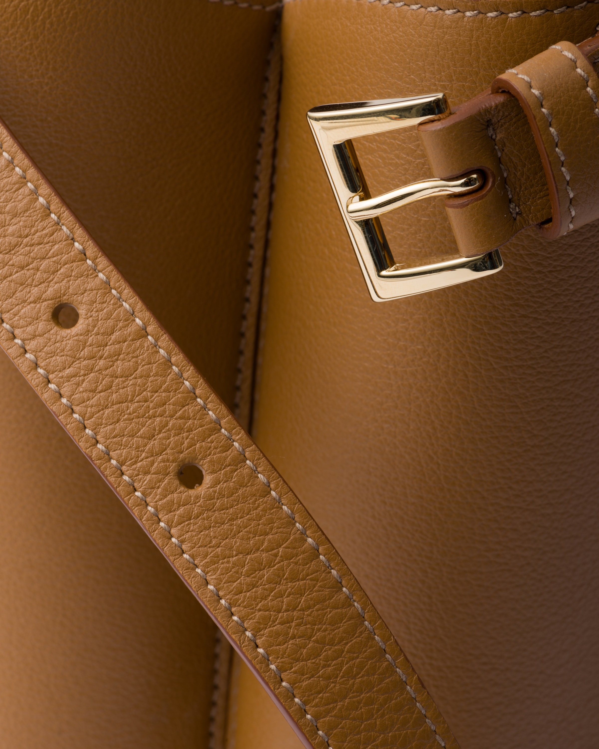 Prada Buckle medium leather handbag with double belt - 6