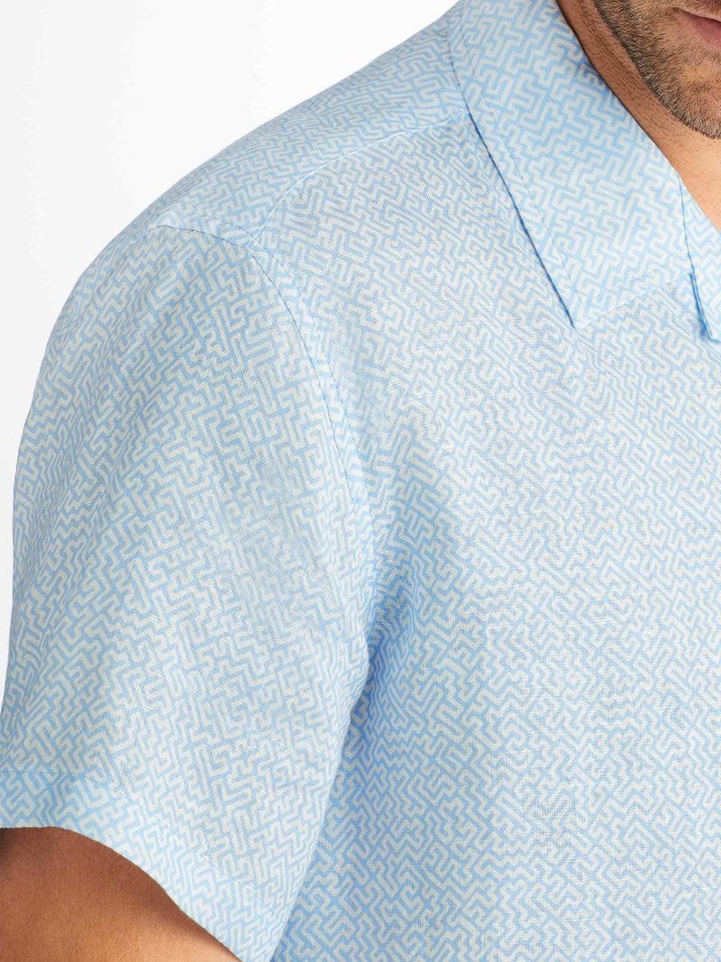 Derek Rose Men's Shirt Milan 24 Linen Blue outlook