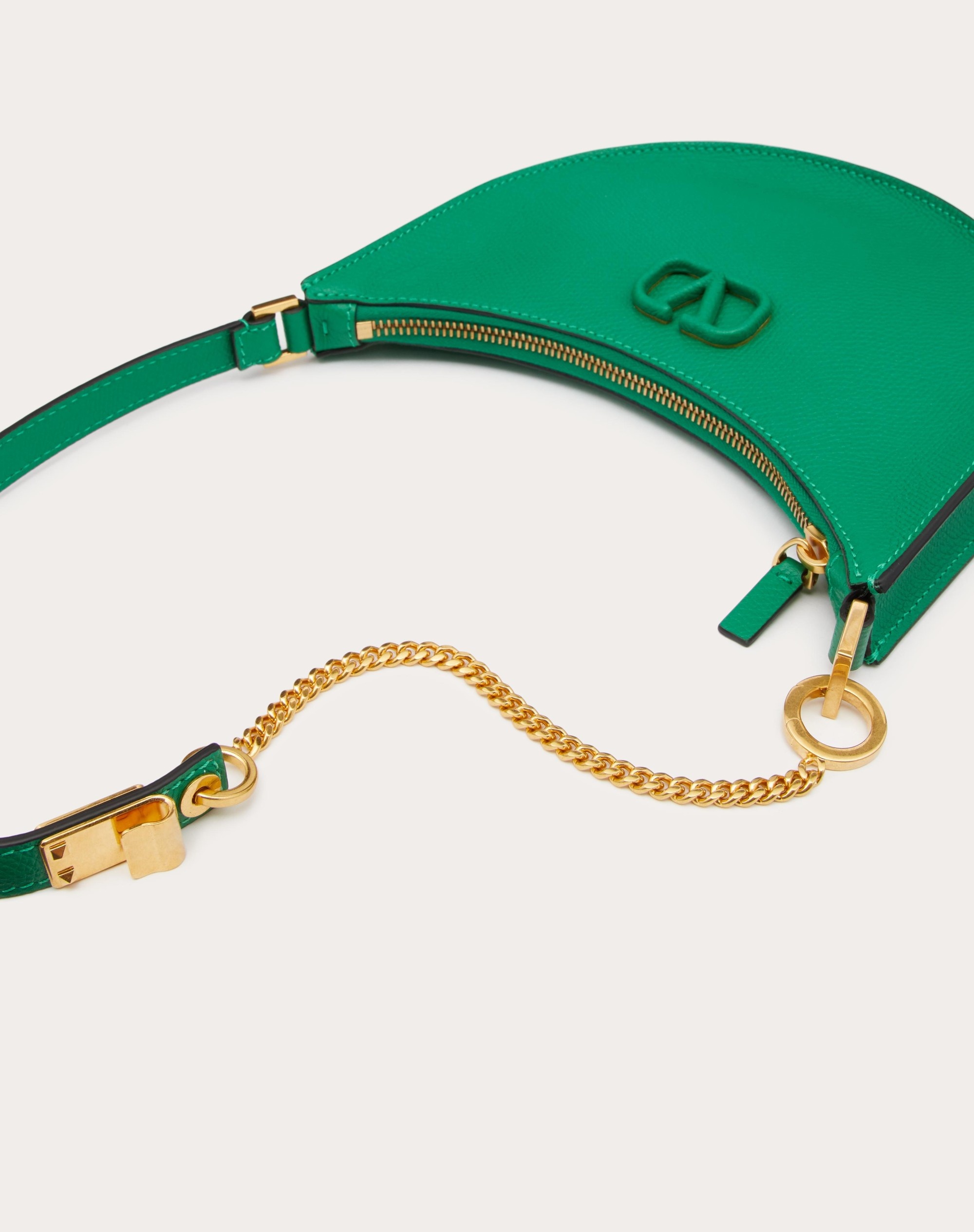 MINI VLOGO SIGNATURE GRAINY CALFSKIN HOBO BAG - 8