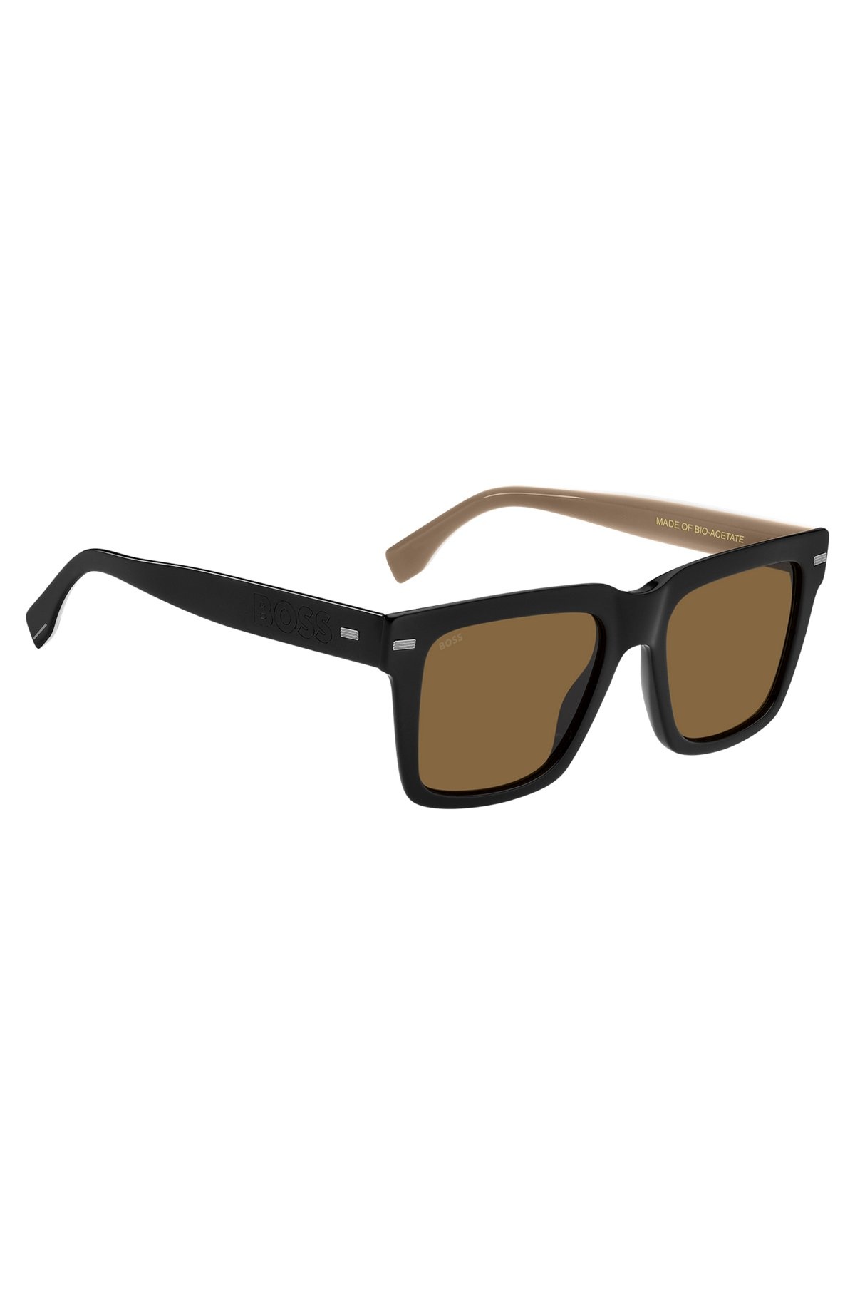 BLACK BIO-ACETATE SUNGLASSES WITH LARGE TEMPLE LOGO - 4