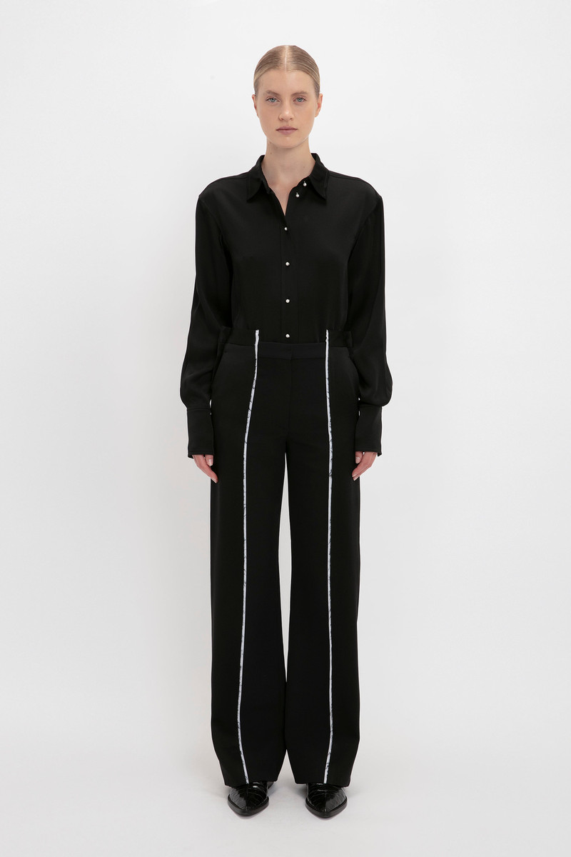 Victoria Beckham Straight Leg Deconstructed Trouser In Black outlook