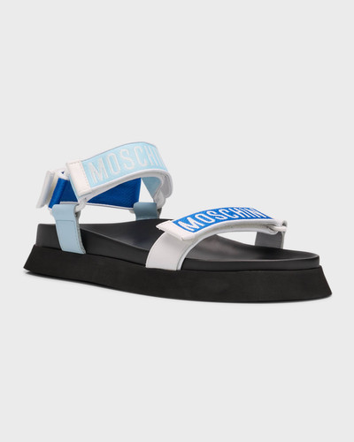 Moschino Men's Logo Grip Strap Leather Sandals outlook
