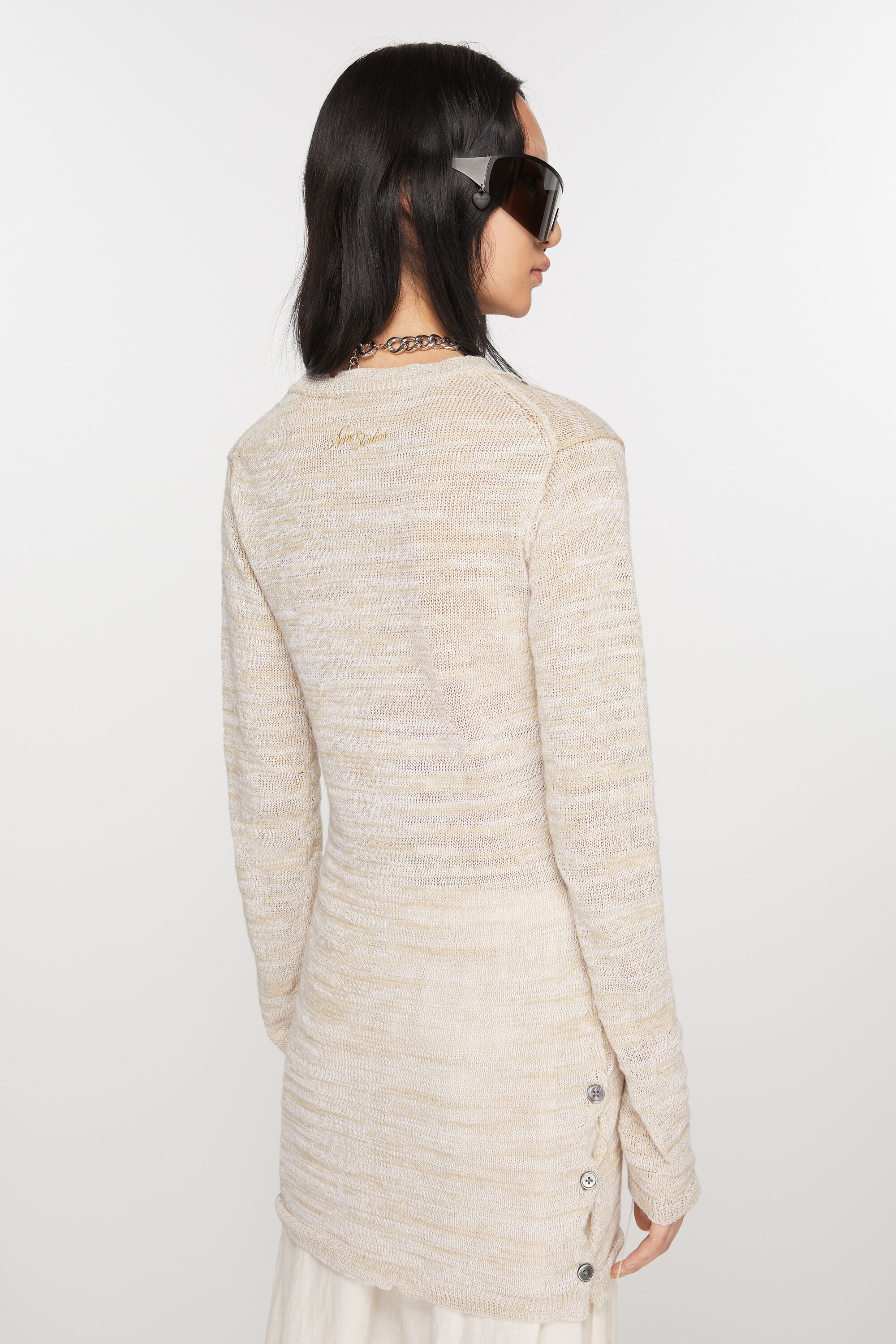 Crew neck knit top - Off white - 3