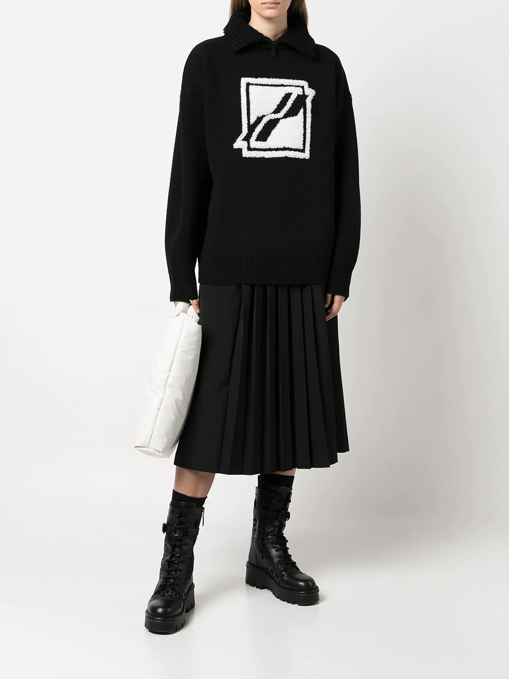 logo-intarsia roll-neck jumper - 3