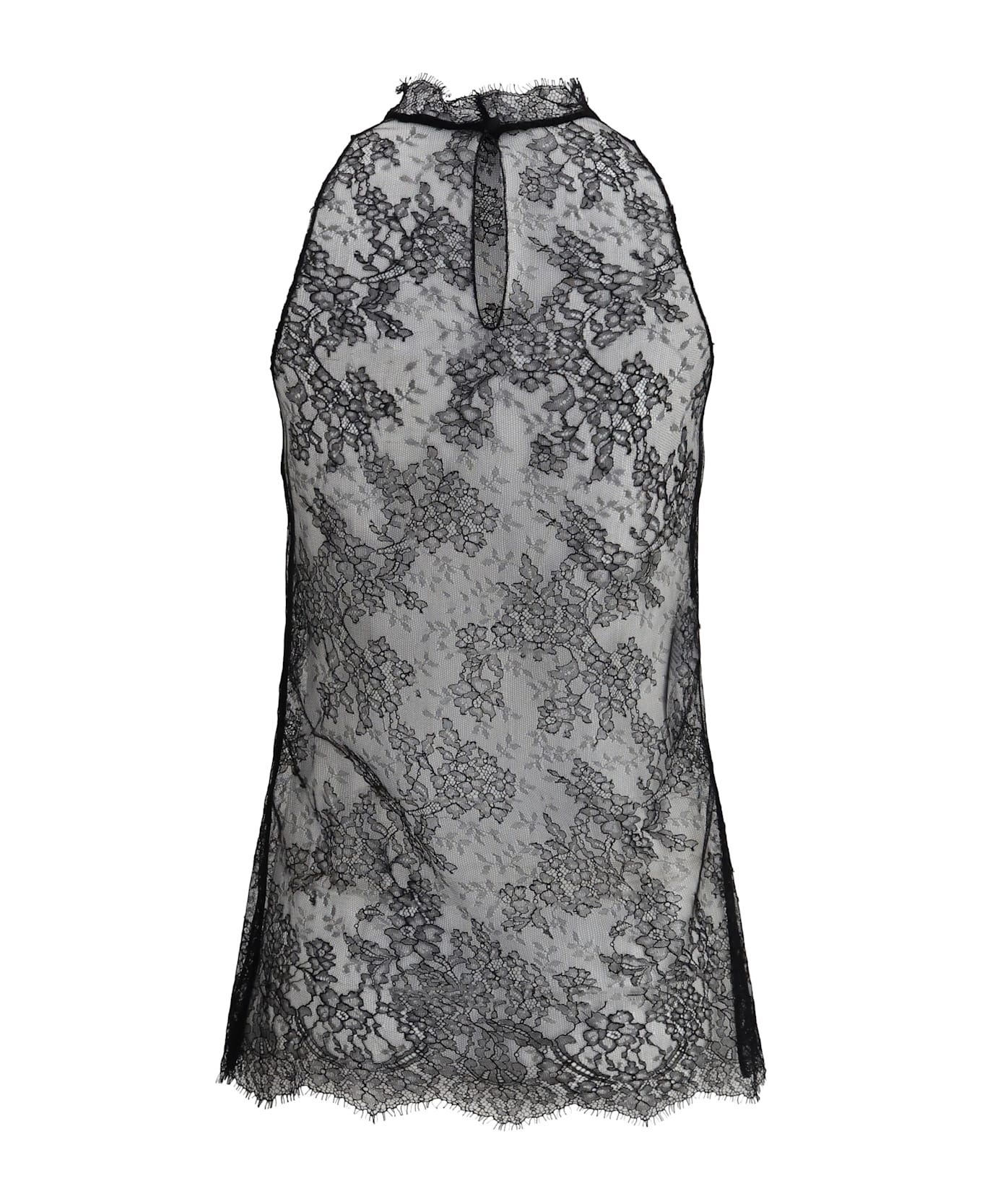 Sleeveless Black Lace Top - 2