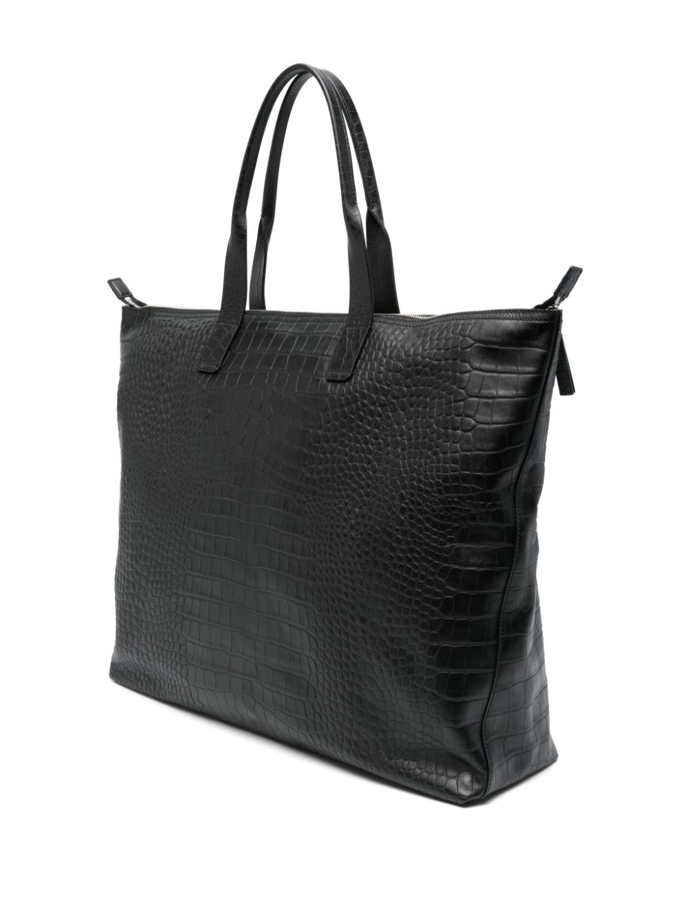 crocodile-embossed leather tote bag - 3