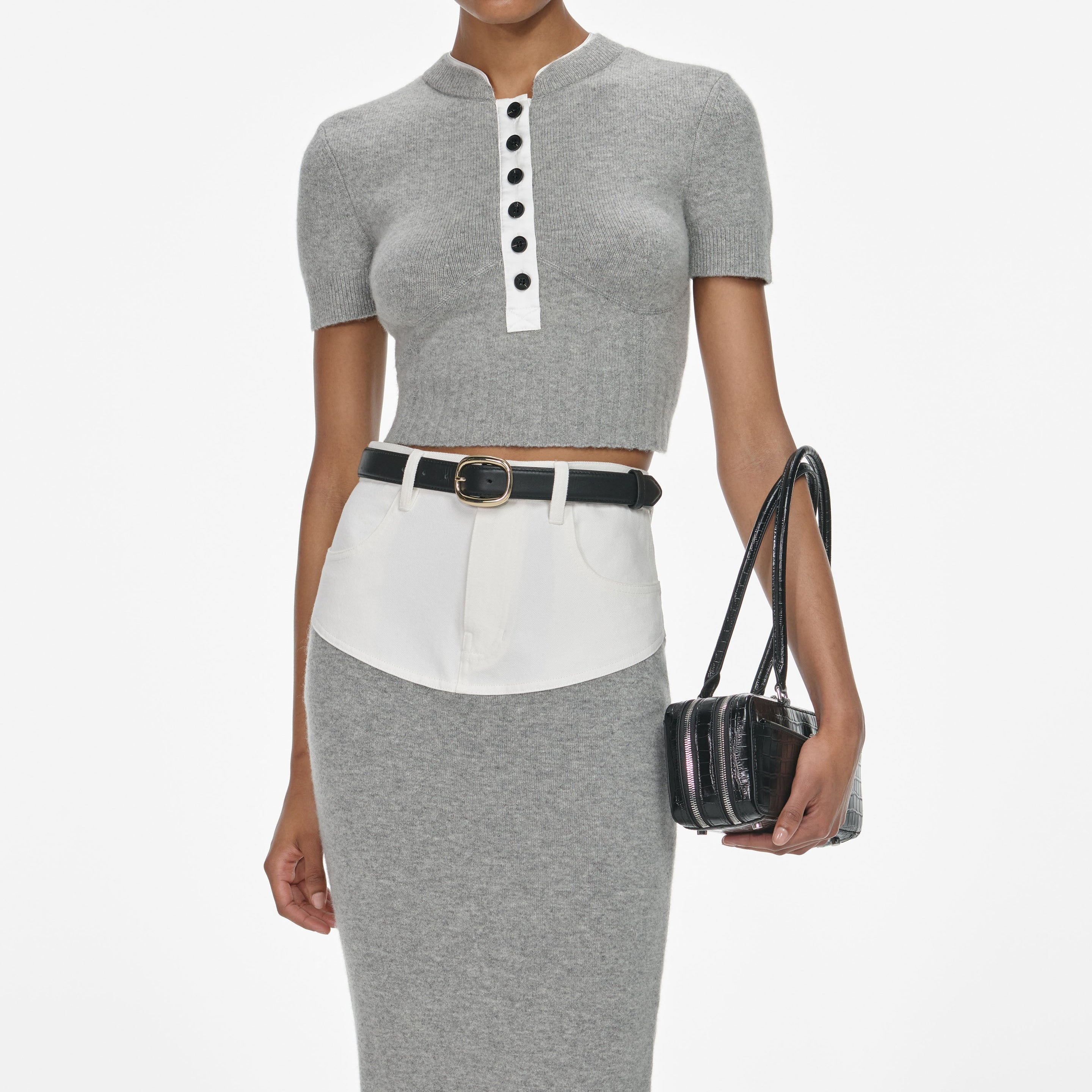 Grey Short Sleeve Knit Top - 4
