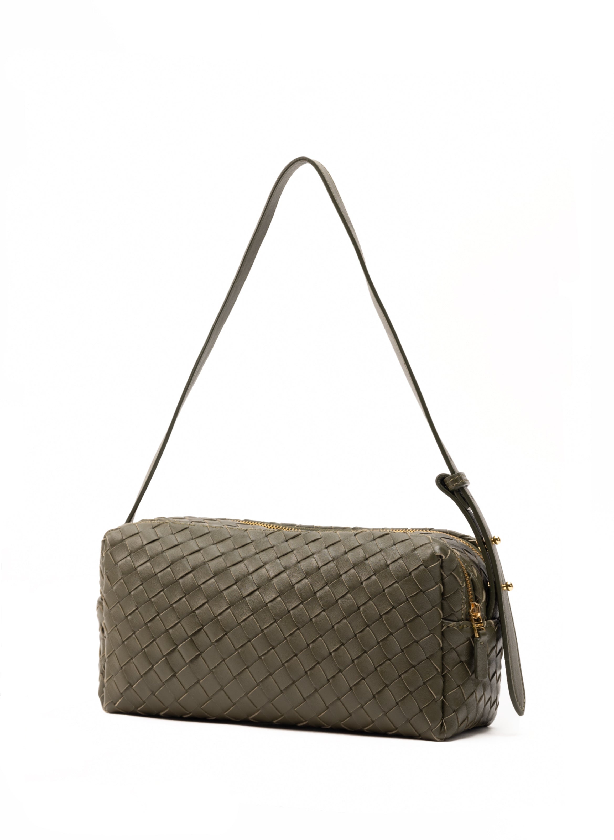 Trousse Woven Leather Olive Green - 4