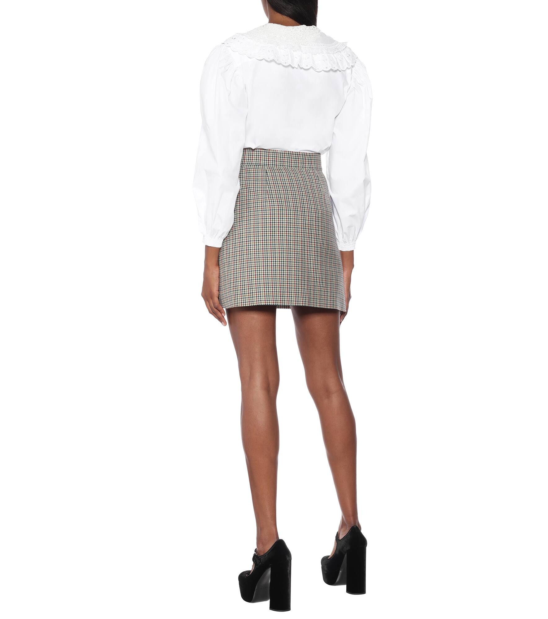 Houndstooth wool miniskirt - 3