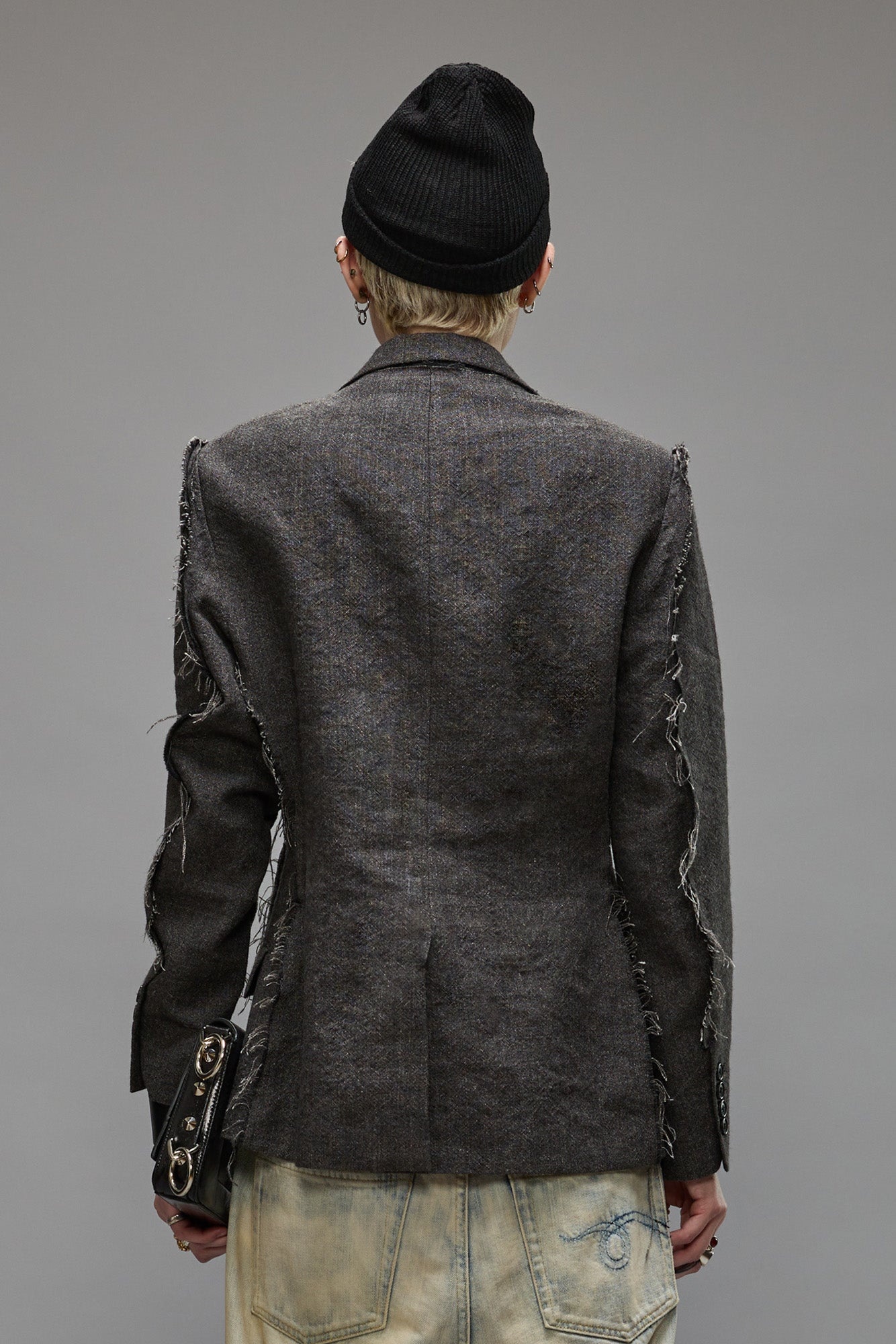 FLAT SLEEVE BLAZER - DARK GREY - 4