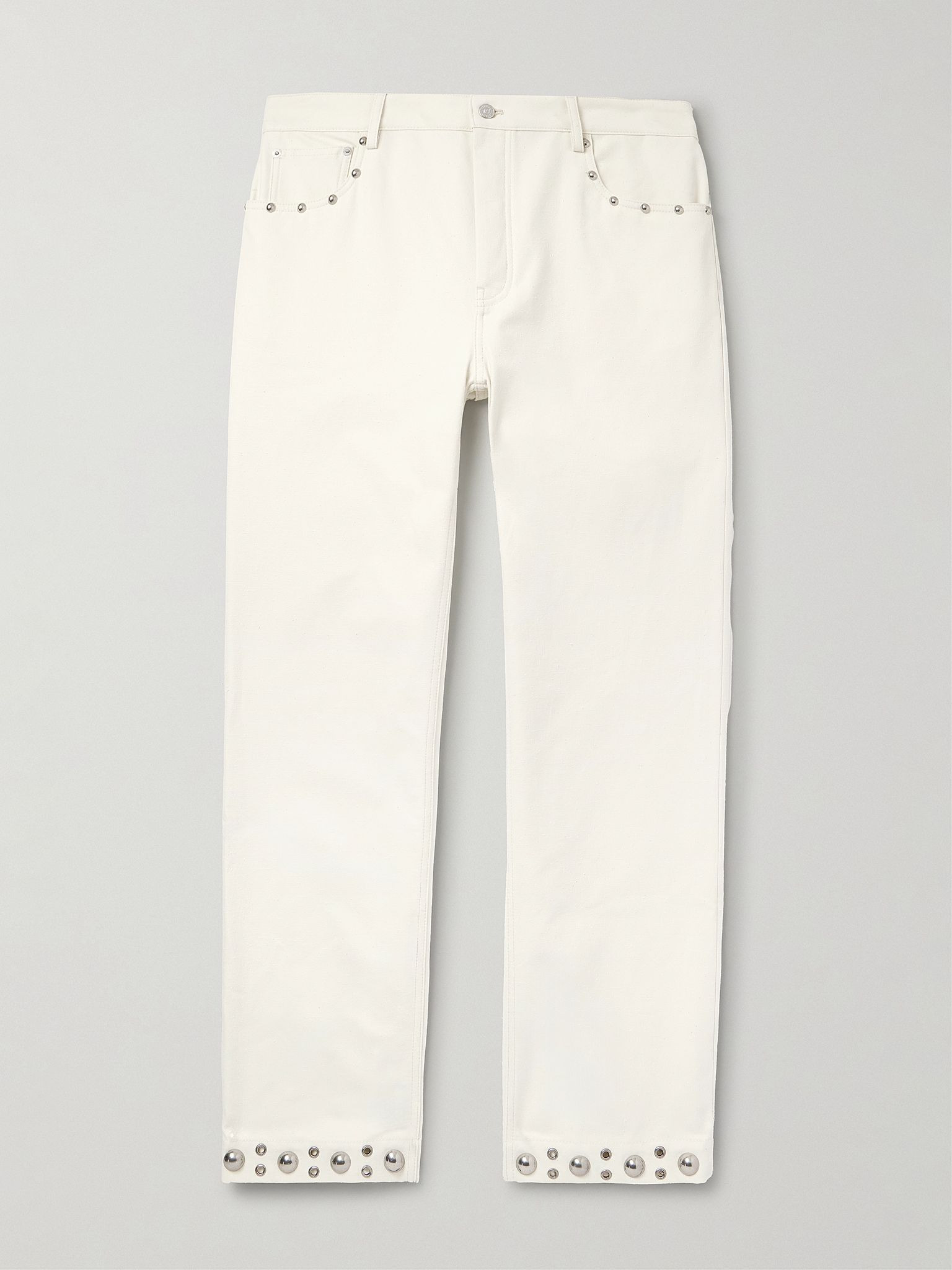Straight-Leg Embellished Jeans White - 1