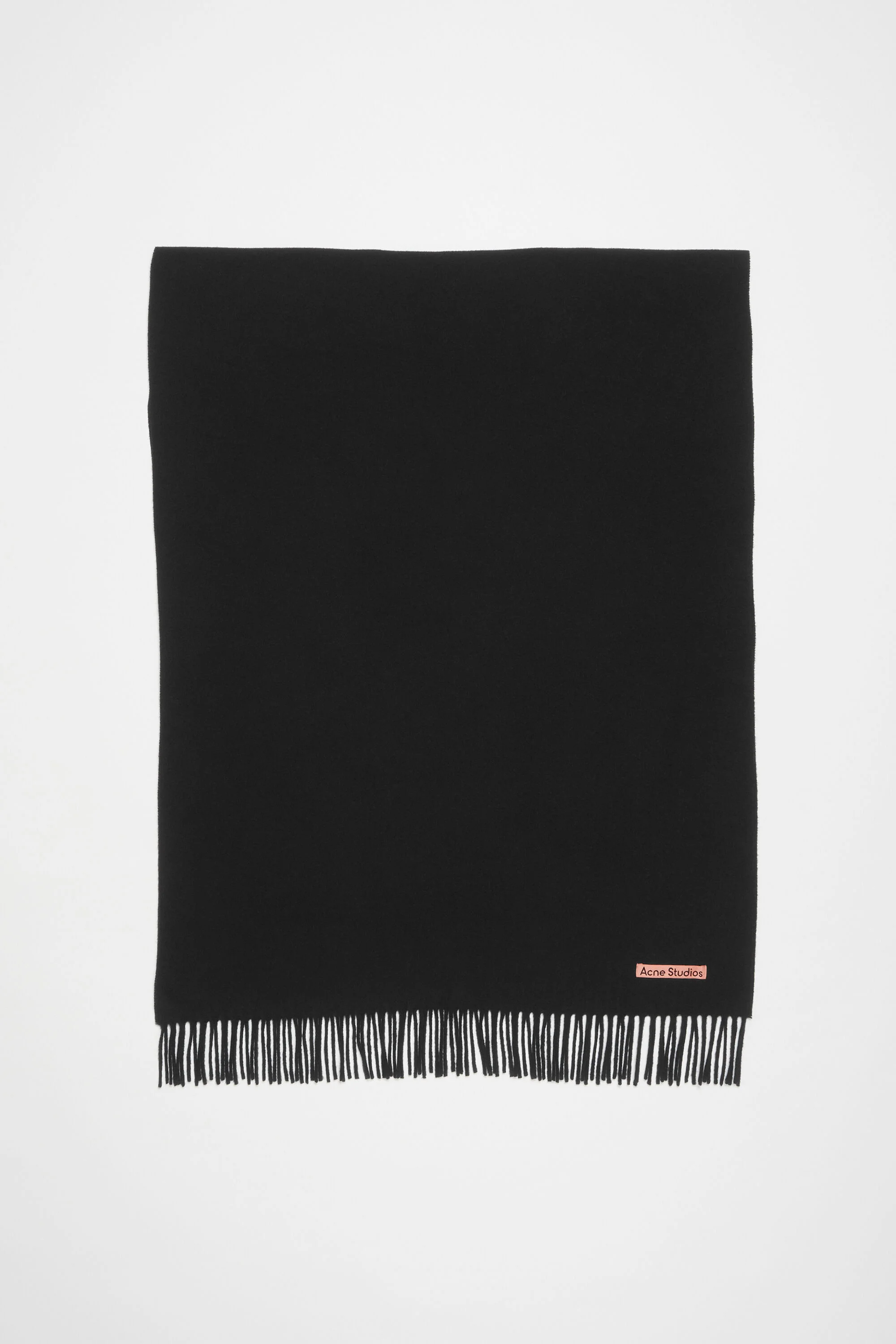 Fringe wool scarf - oversized - Black - 1