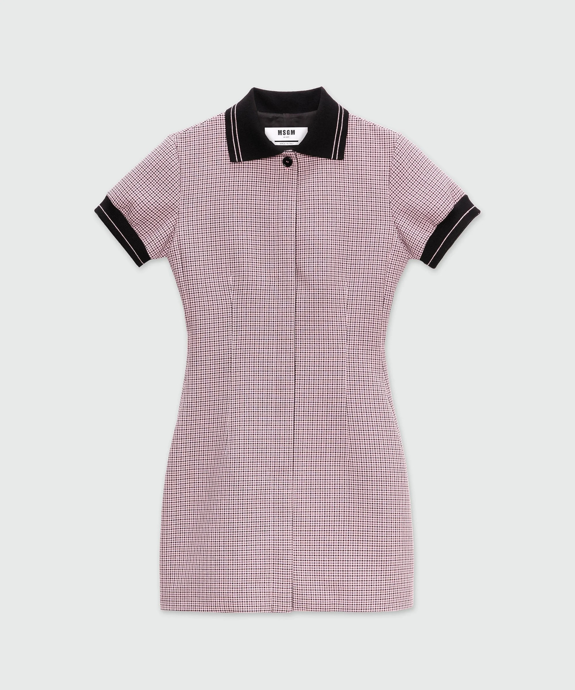 Pink mini dress with check pattern - 1