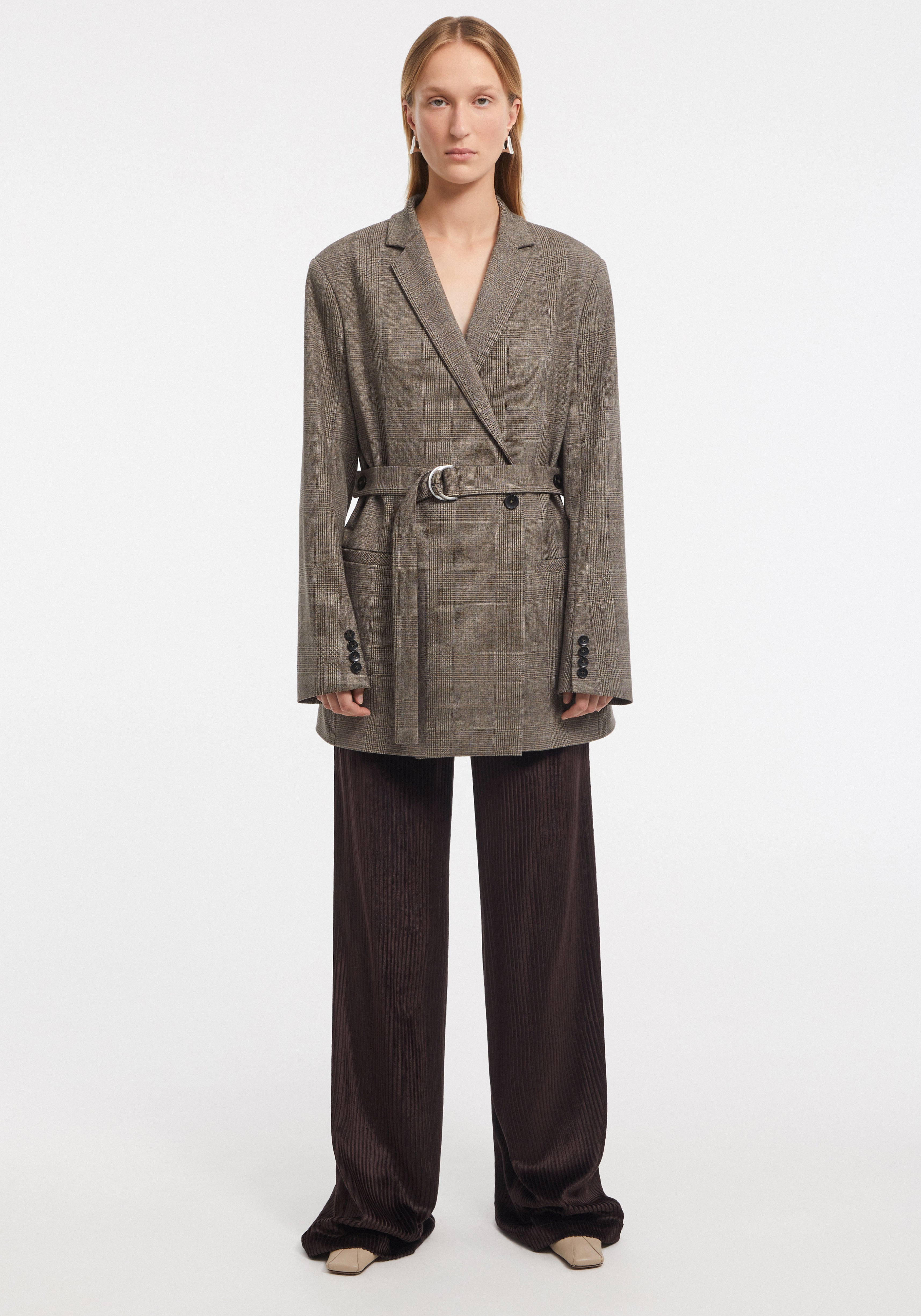 SHEPHERD
Checkered belted blazer - 2