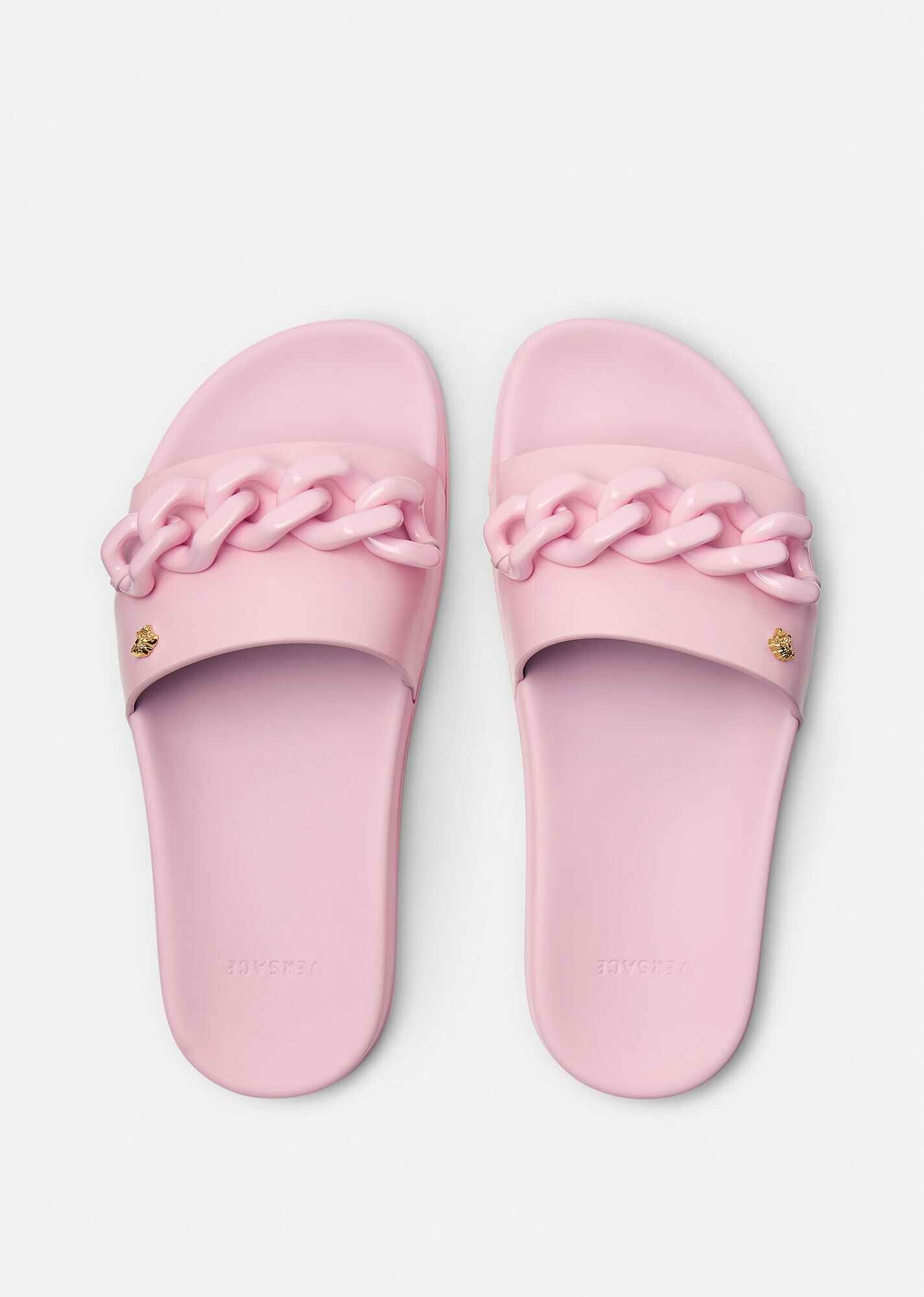 Medusa Chain Leather Sliders - 3