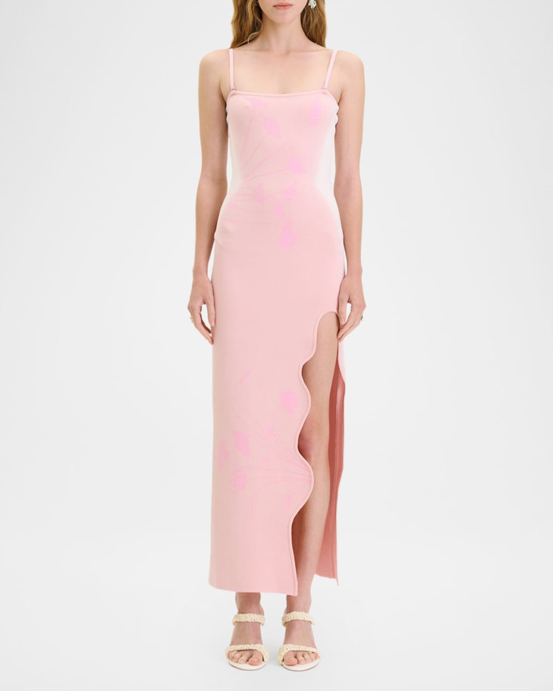 PH5 Iris Flower Printed Wavy Slit Maxi Dress outlook