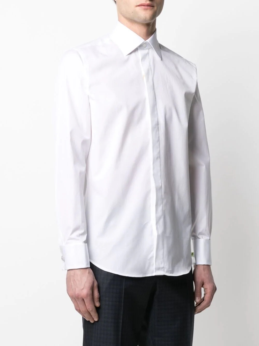 pointed collar slim-fit shirt - 3