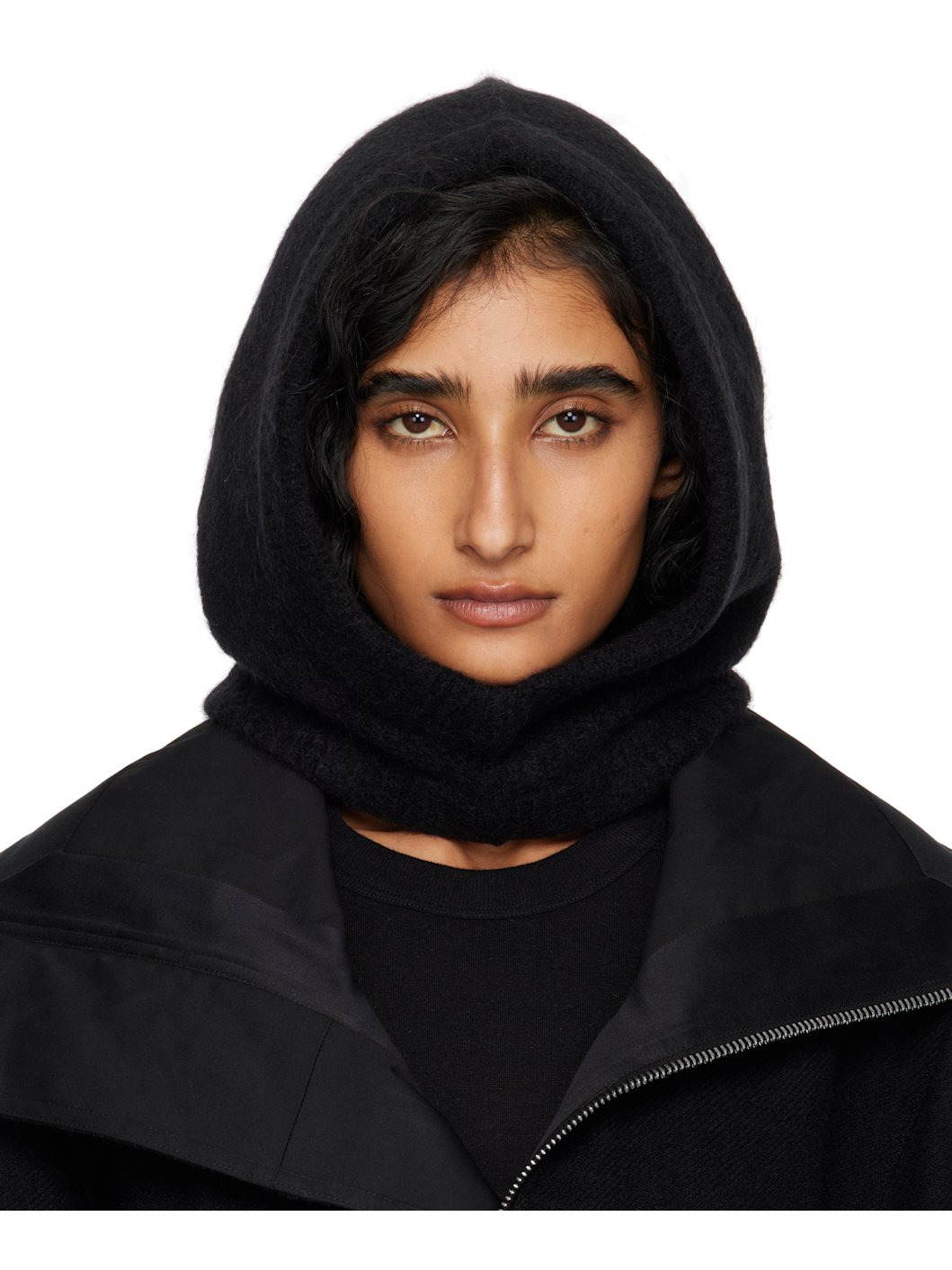 Black Concordians Alpaca Knit Hood - 1