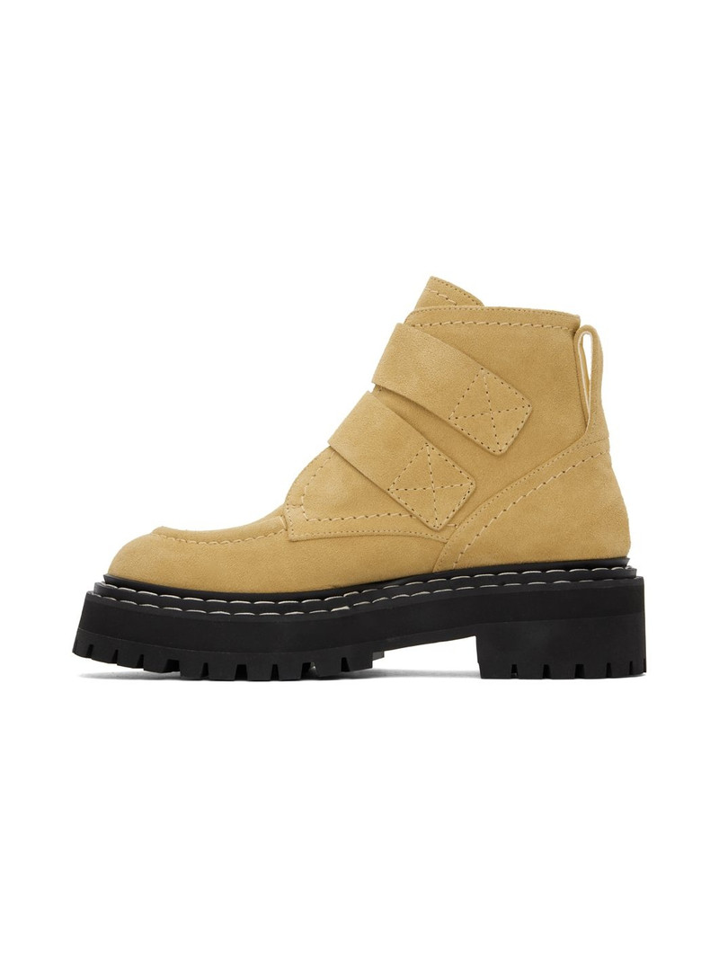 Beige Lug Sole Buckle Boots 3