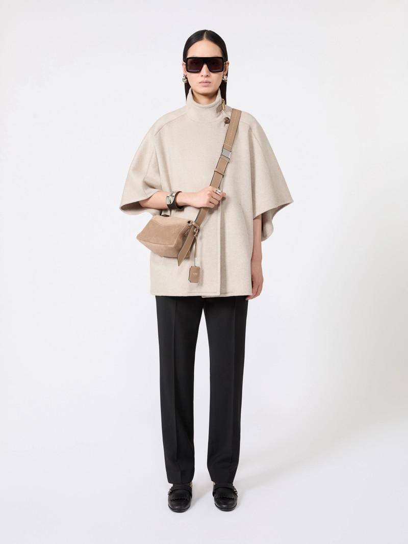 Max Mara DERRIK Oversized cape in cashmere drap - STONE outlook