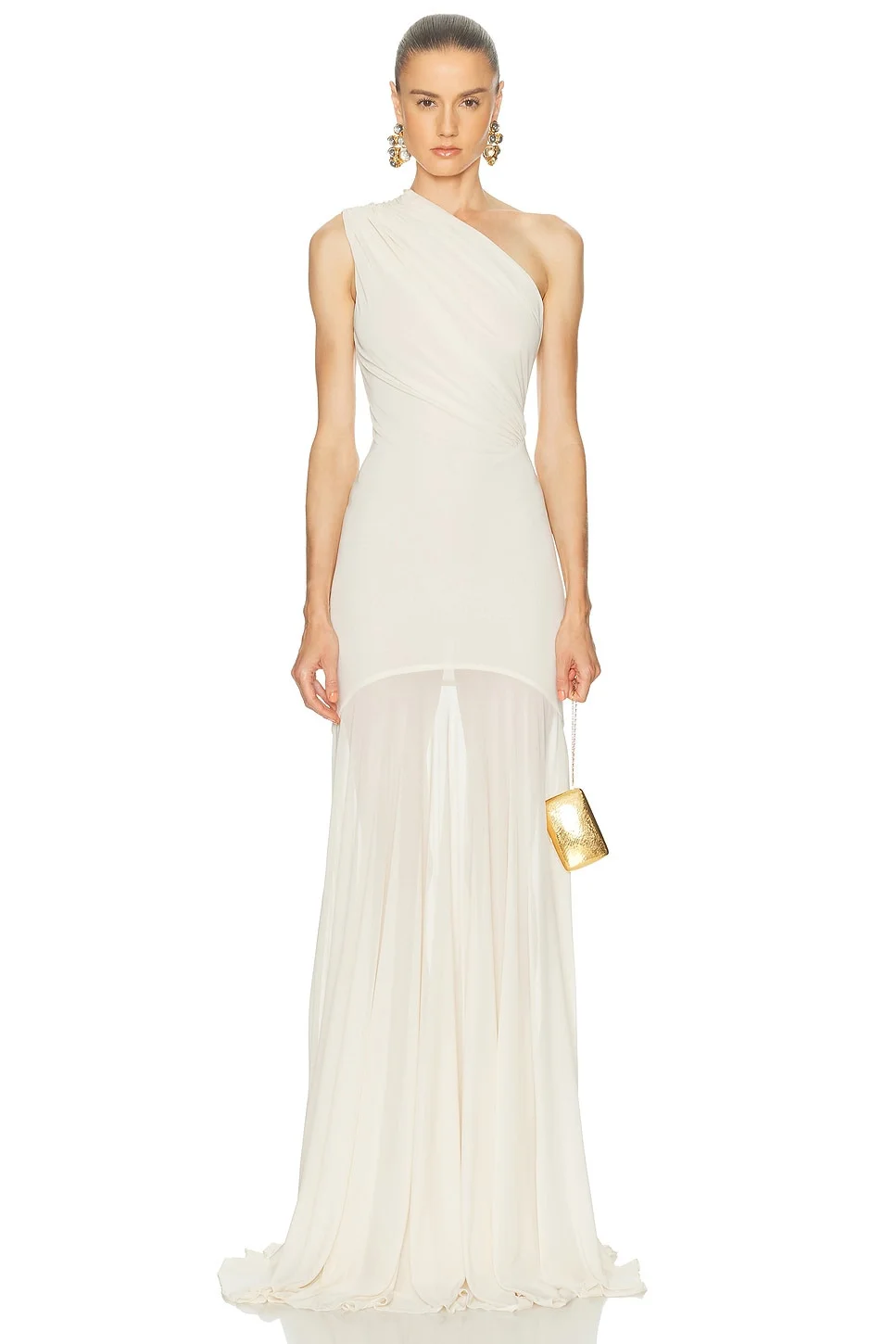 One Shoulder Draped Dress - 1