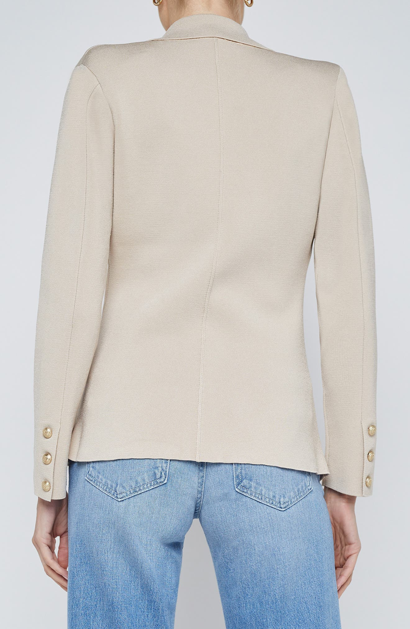 L'AGENCE Chamberlain Knit Blazer in Ivory/Gold at Nordstrom - 2