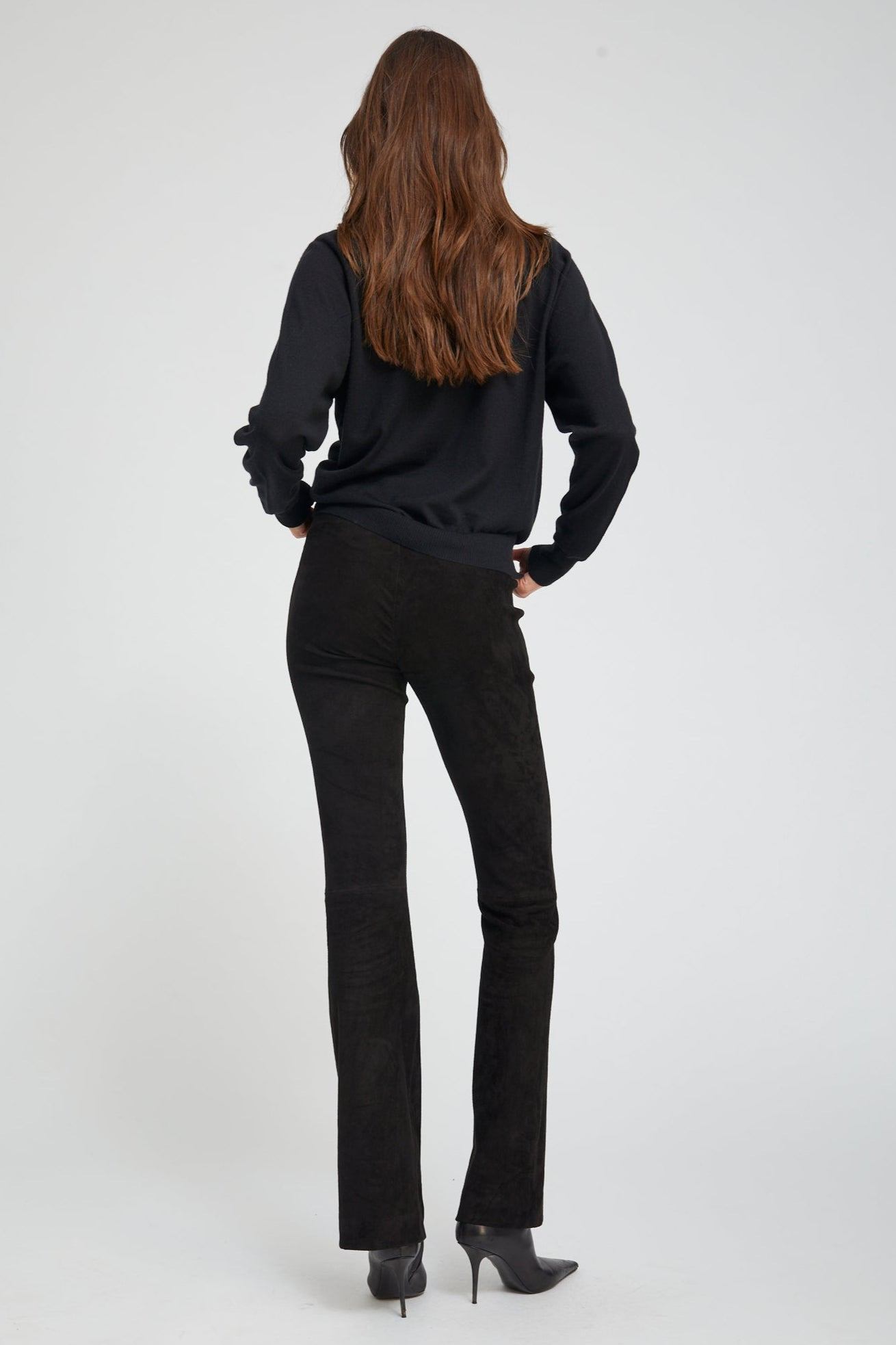 BLACK SUEDE MICRO FLARE - 5