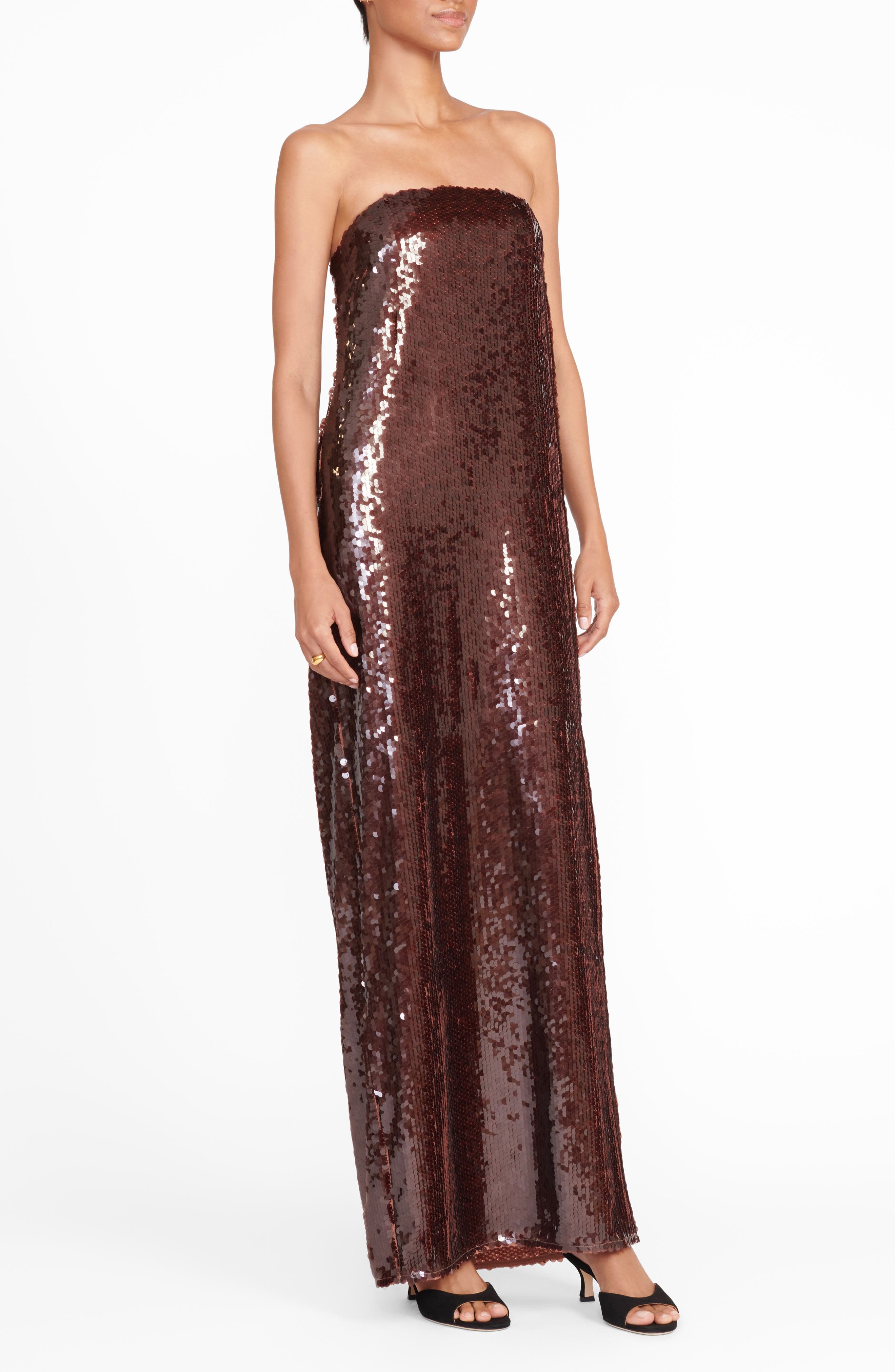 STAUD Casey Sequin Strapless Dress in Bronze at Nordstrom - 3