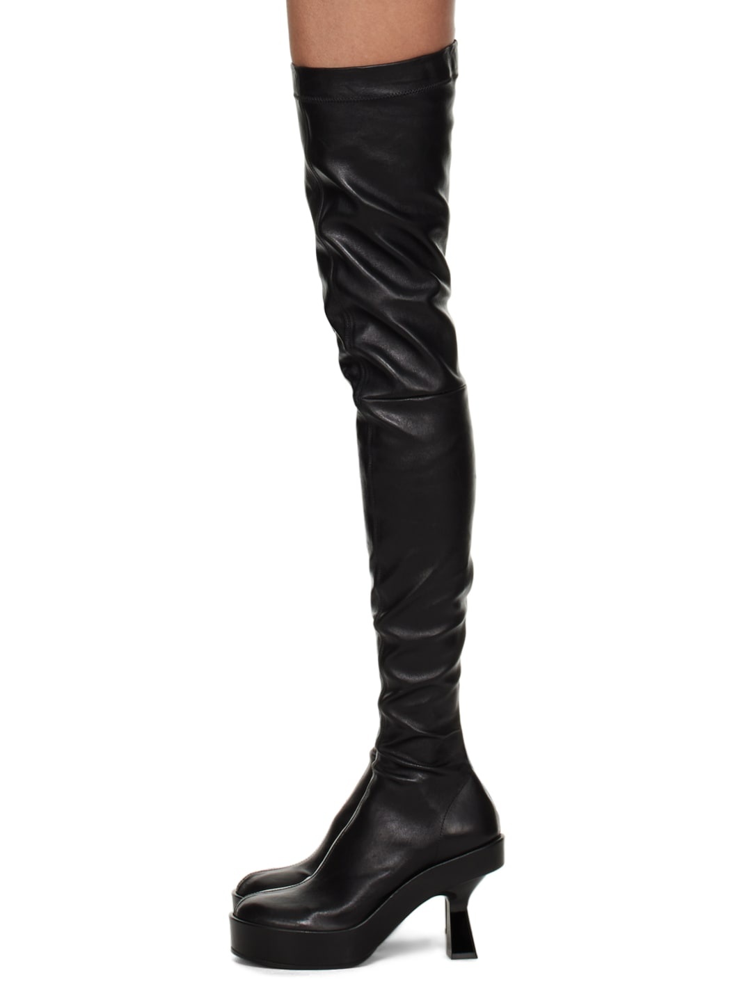 Black Leather Over-The-Knee Boots - 3