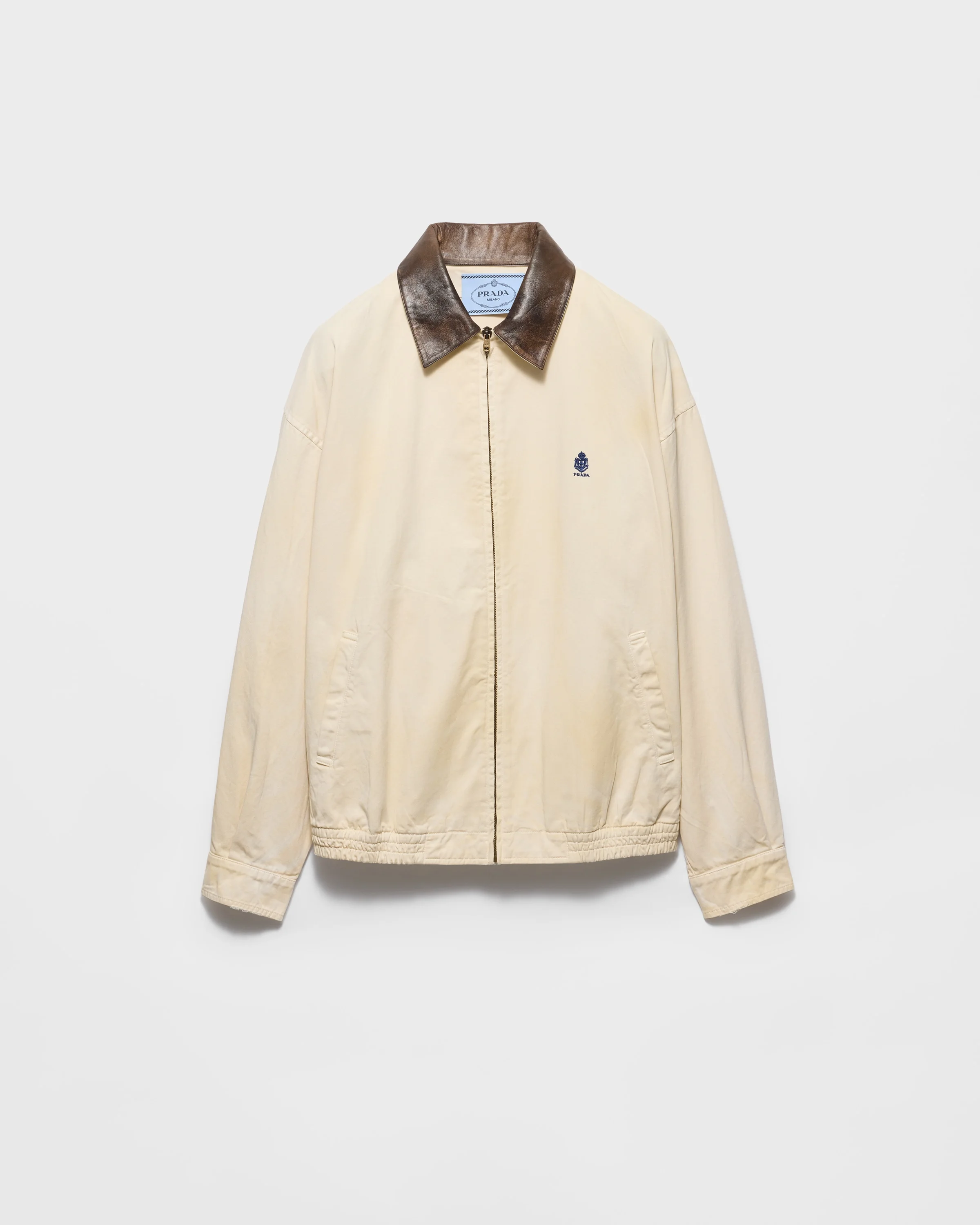 Embroidered garment-dyed old gabardine blouson jacket - 1