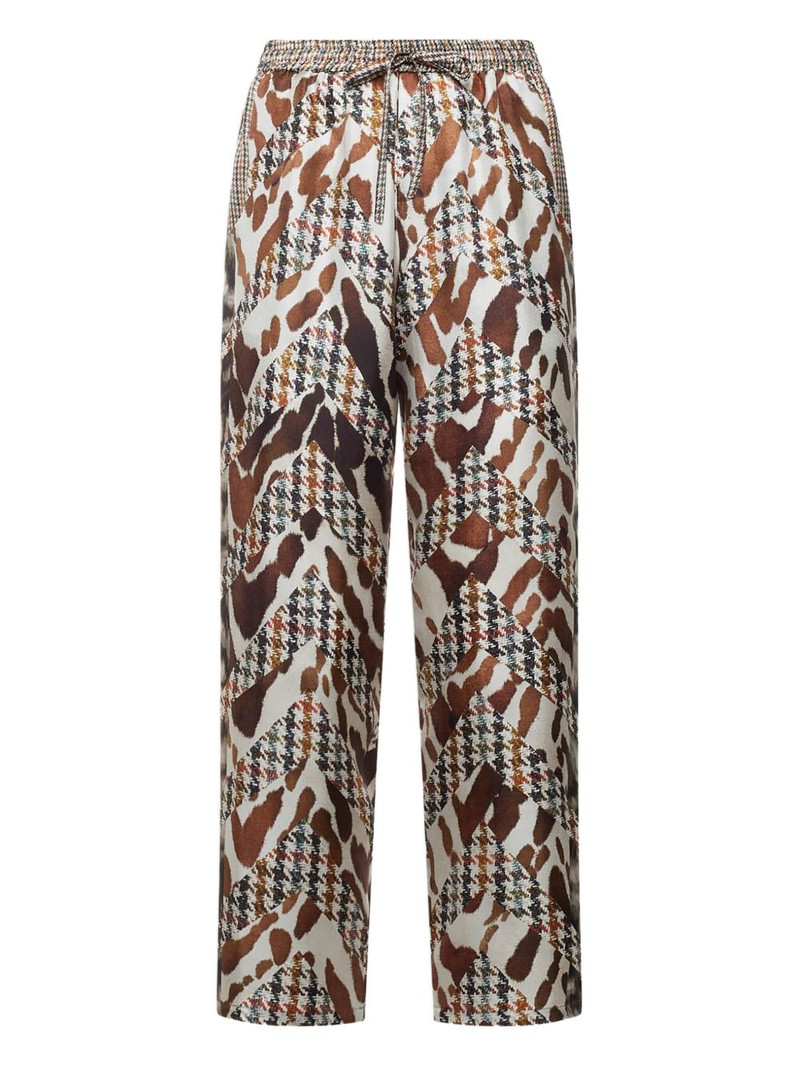 houndstooth-pattern drawstring-waist trousers 1