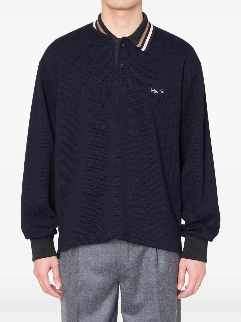 long-sleeve logo-embroidered sweater - 1