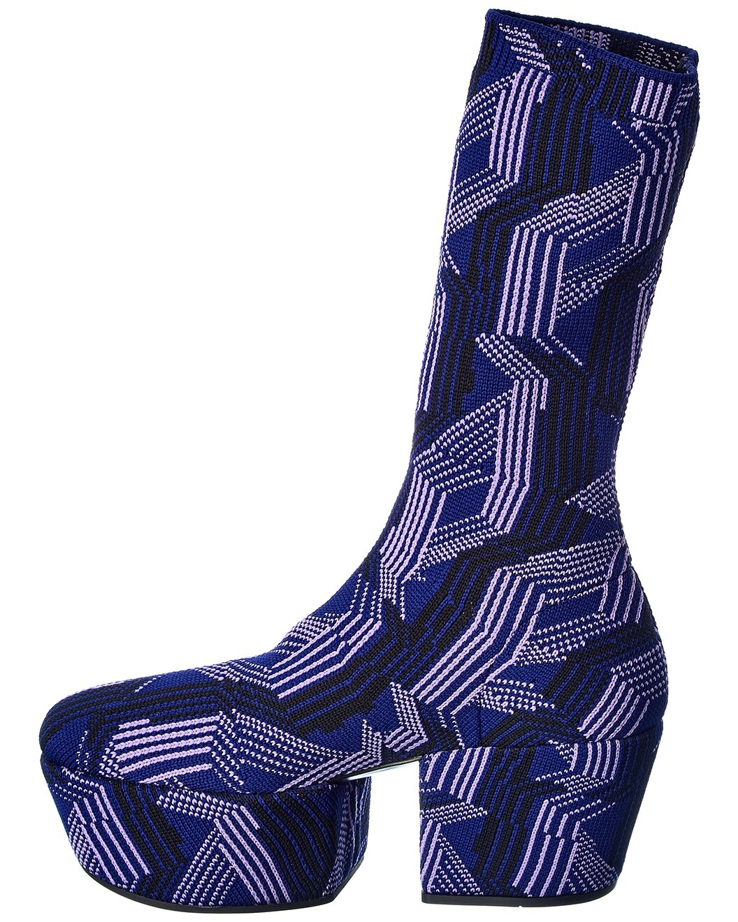 Prada Argyle Knit Stretch Platform Boot - 2