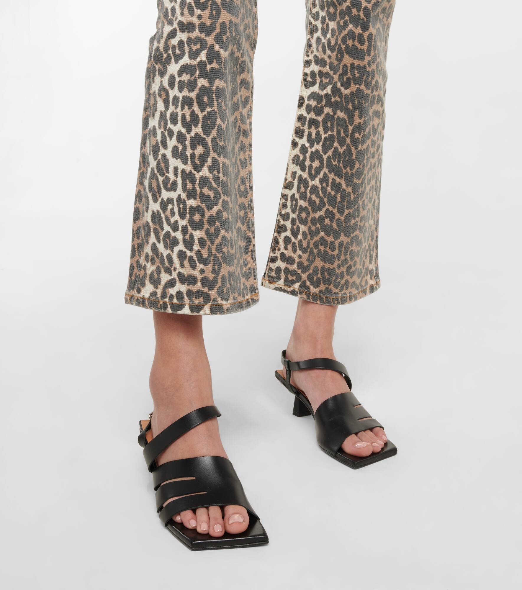 Leopard-print high-rise flared jeans - 6