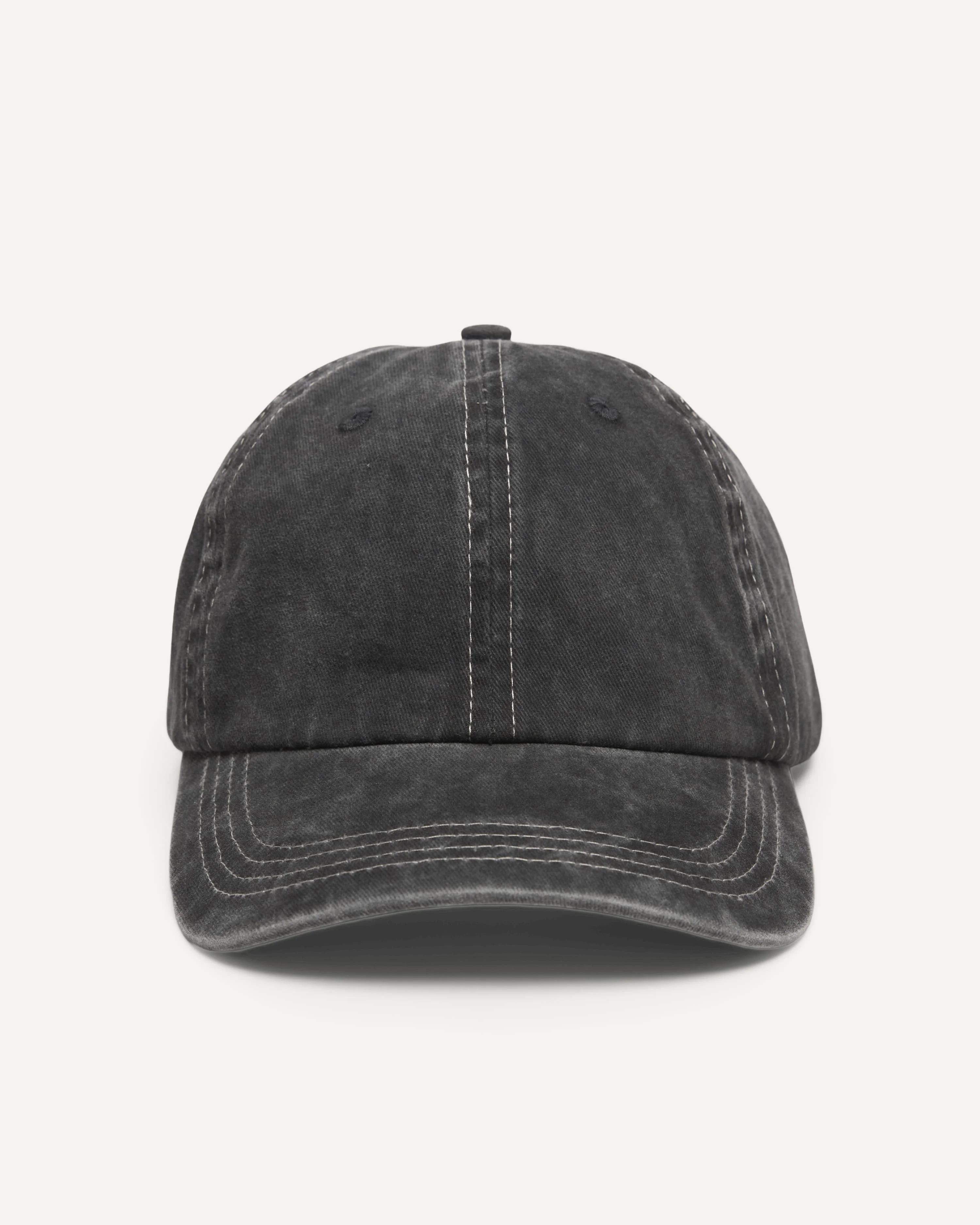 GARMENT WASHED CAP - BLACK - 1