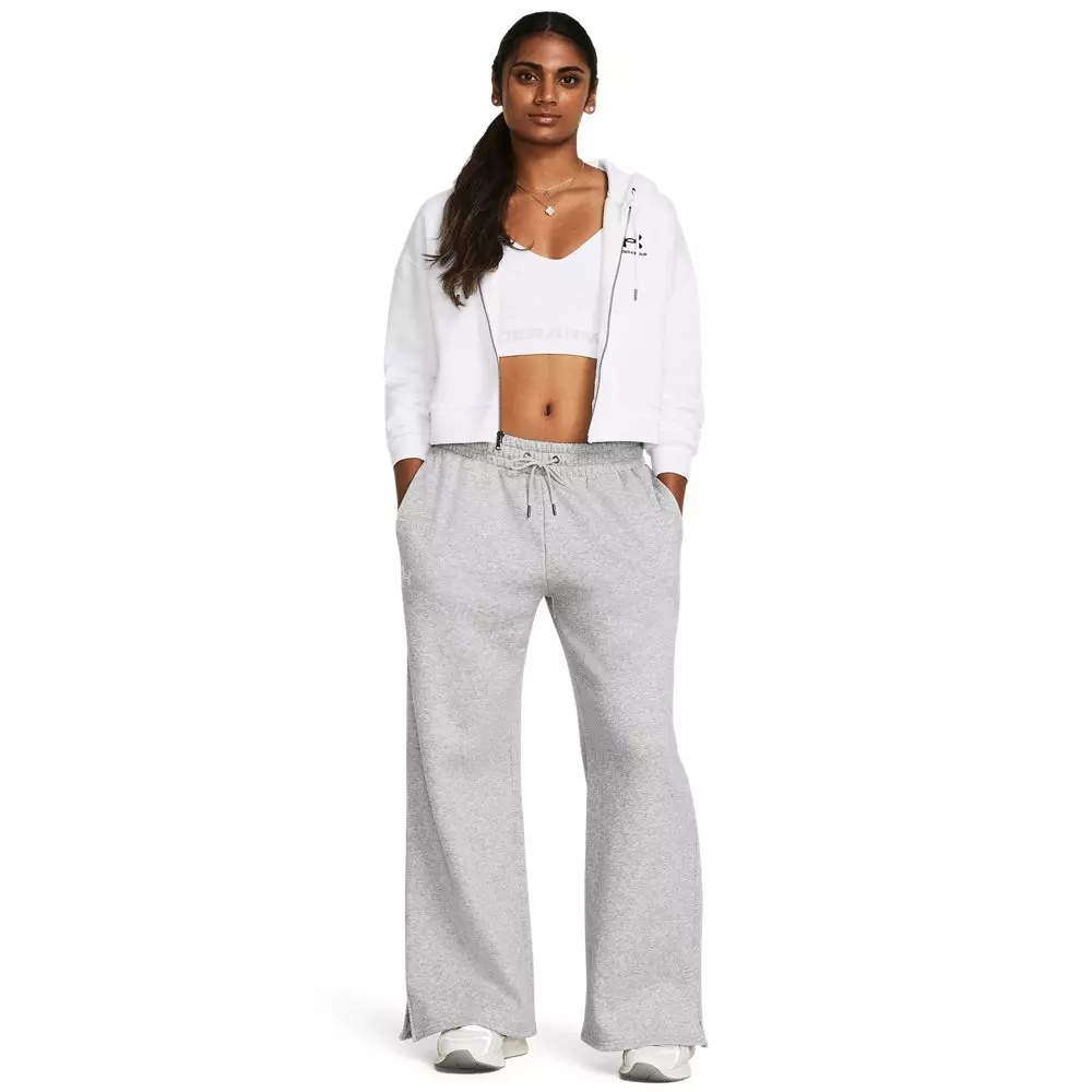 Women's UA Icon Fleece Wide Leg Pants - Grey/White - 4