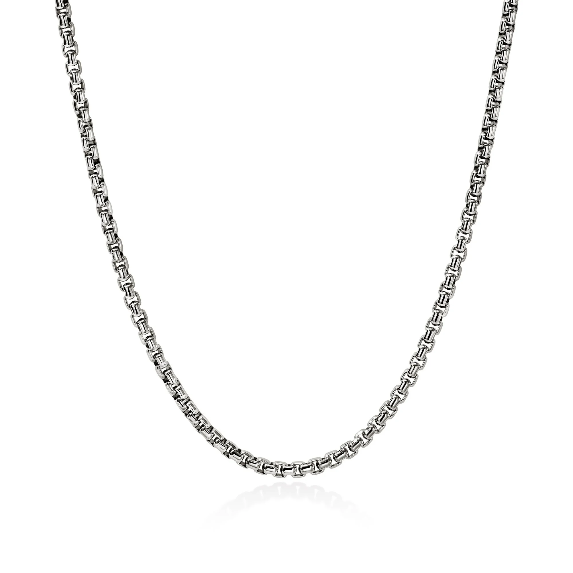 Box Chain Necklace, Sterling Silver, 3.7MM - 1