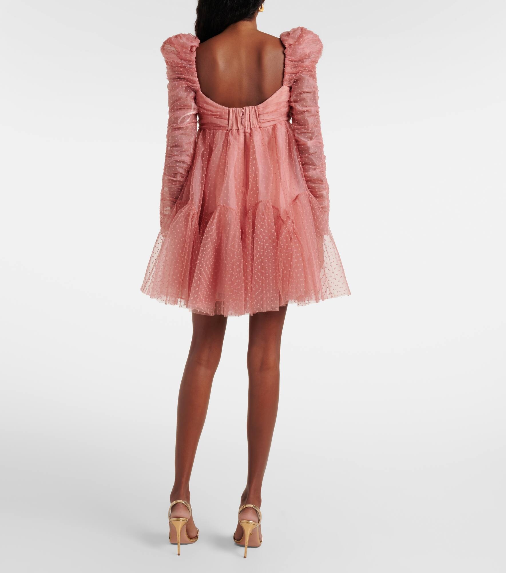 Point d'esprit ruched tulle minidress - 3