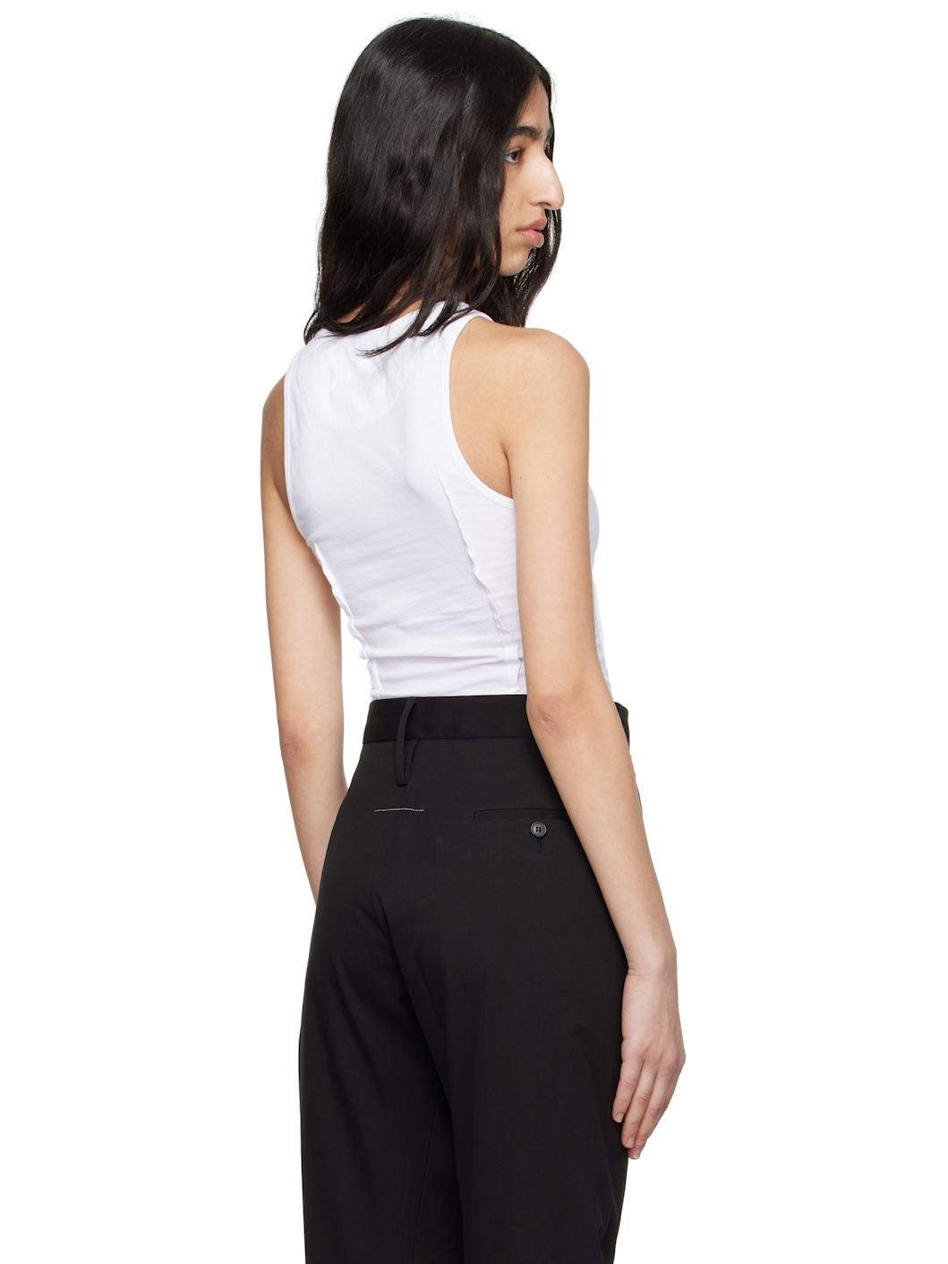 White Heavy Cotton Jersey Tank Top - 3