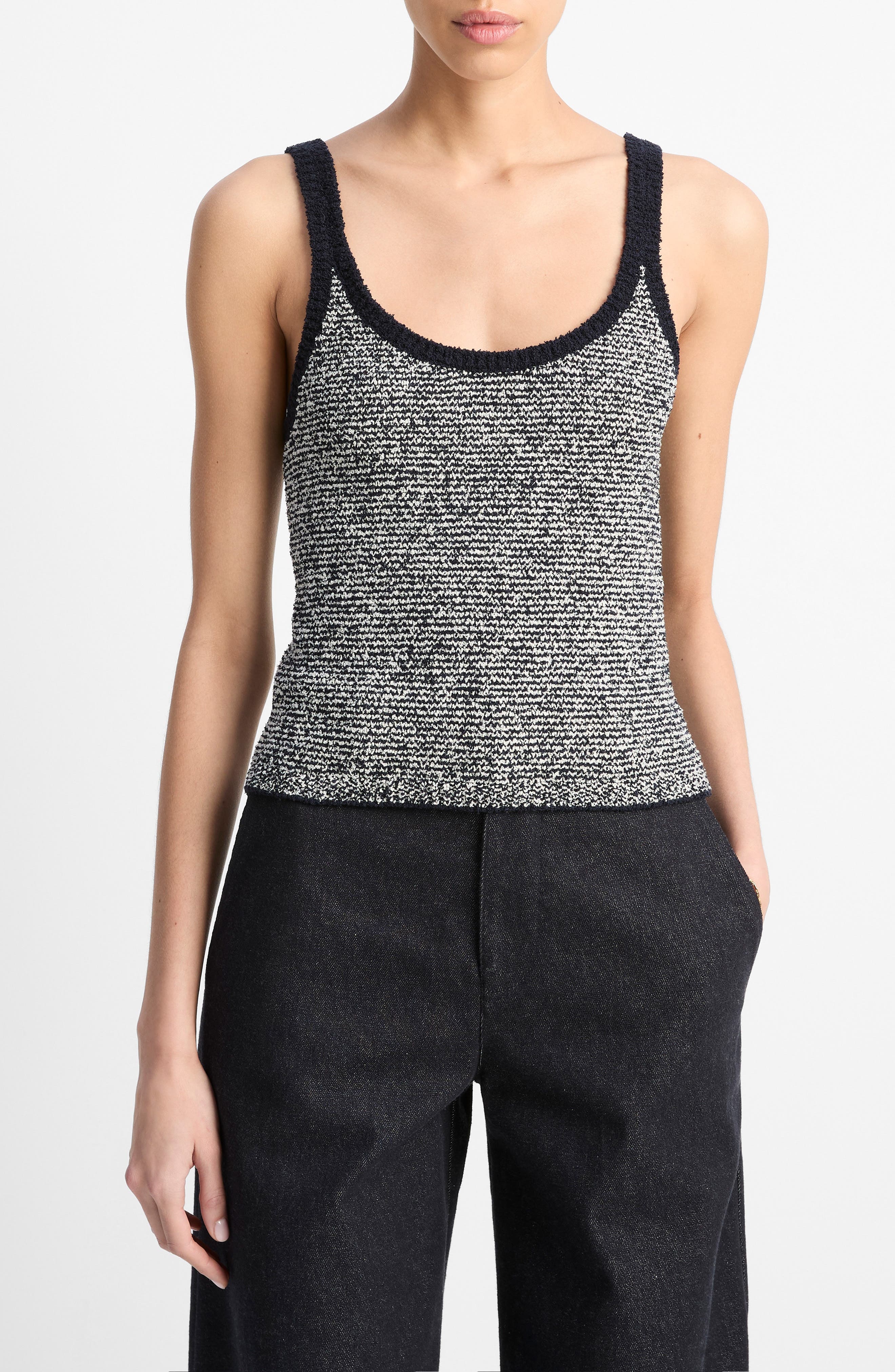 Vince Textured Microstripe Sweater in Coastal/oat Shell at Nordstrom - 1