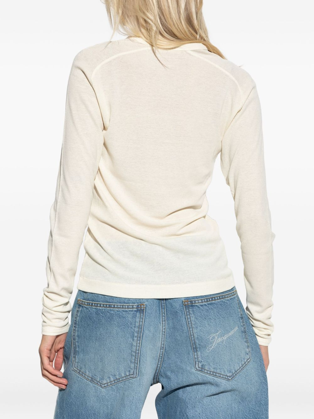 logo-embroidered long-sleeve top - 4