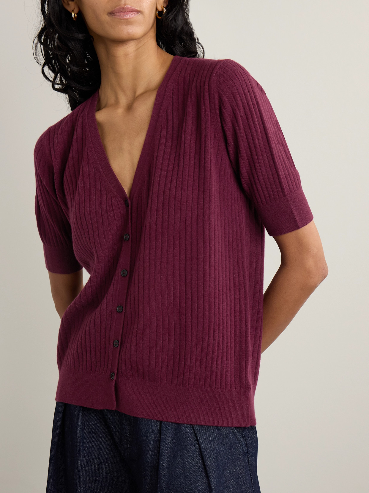 Katya Ribbed Cashmere Cardigan - 4