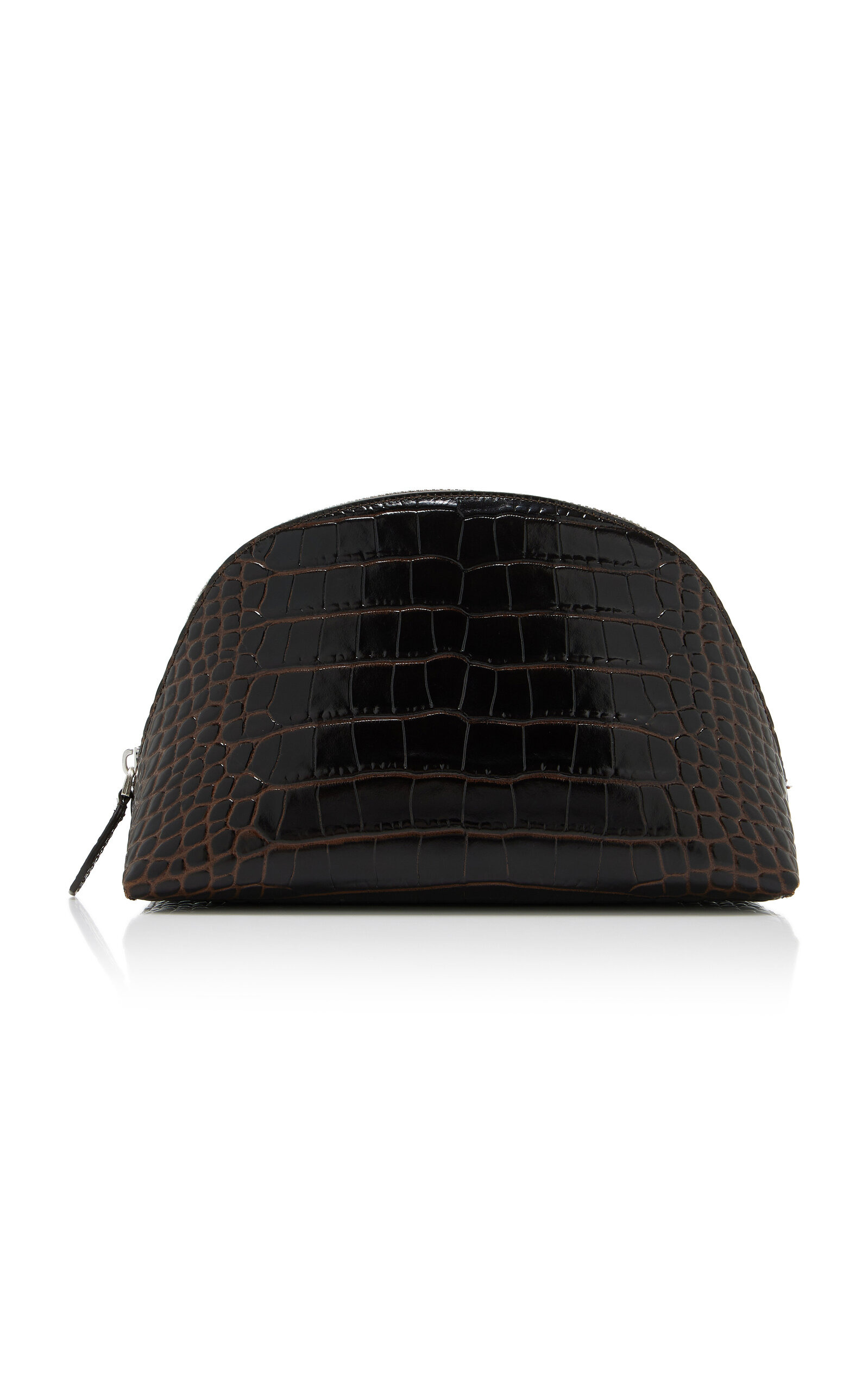 Croc-Embossed Leather Pouch brown - 4