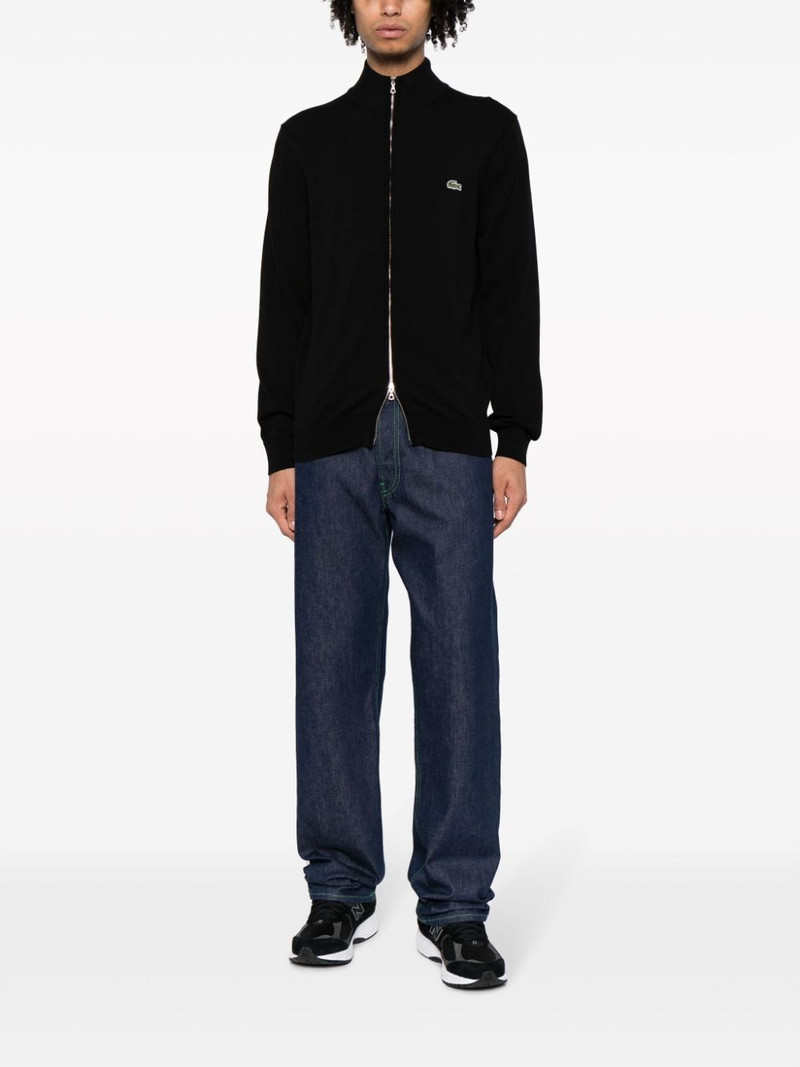 LACOSTE logo-patch zip-up cardigan outlook
