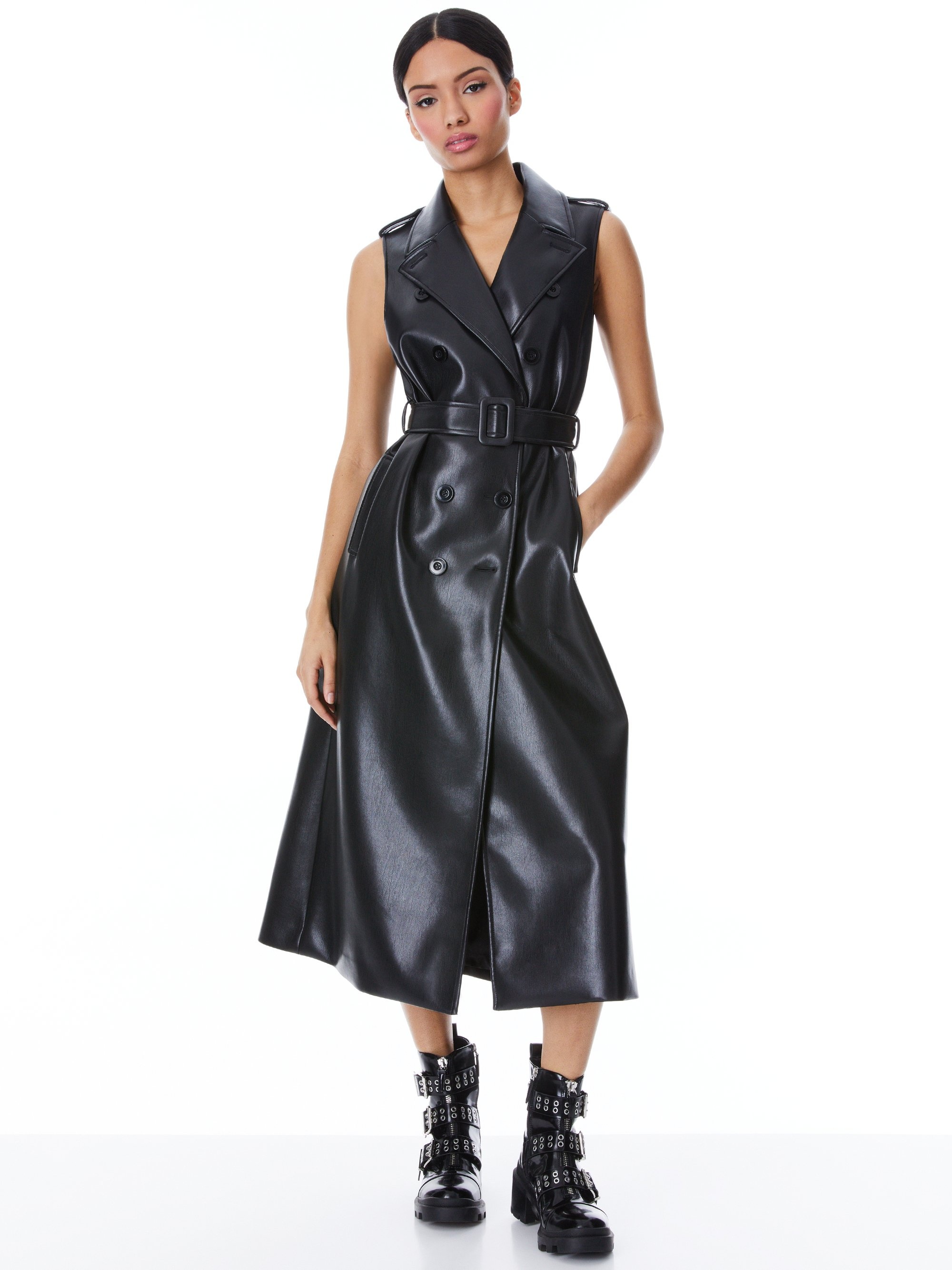 CONAN VEGAN LEATHER BELTED VEST - 2
