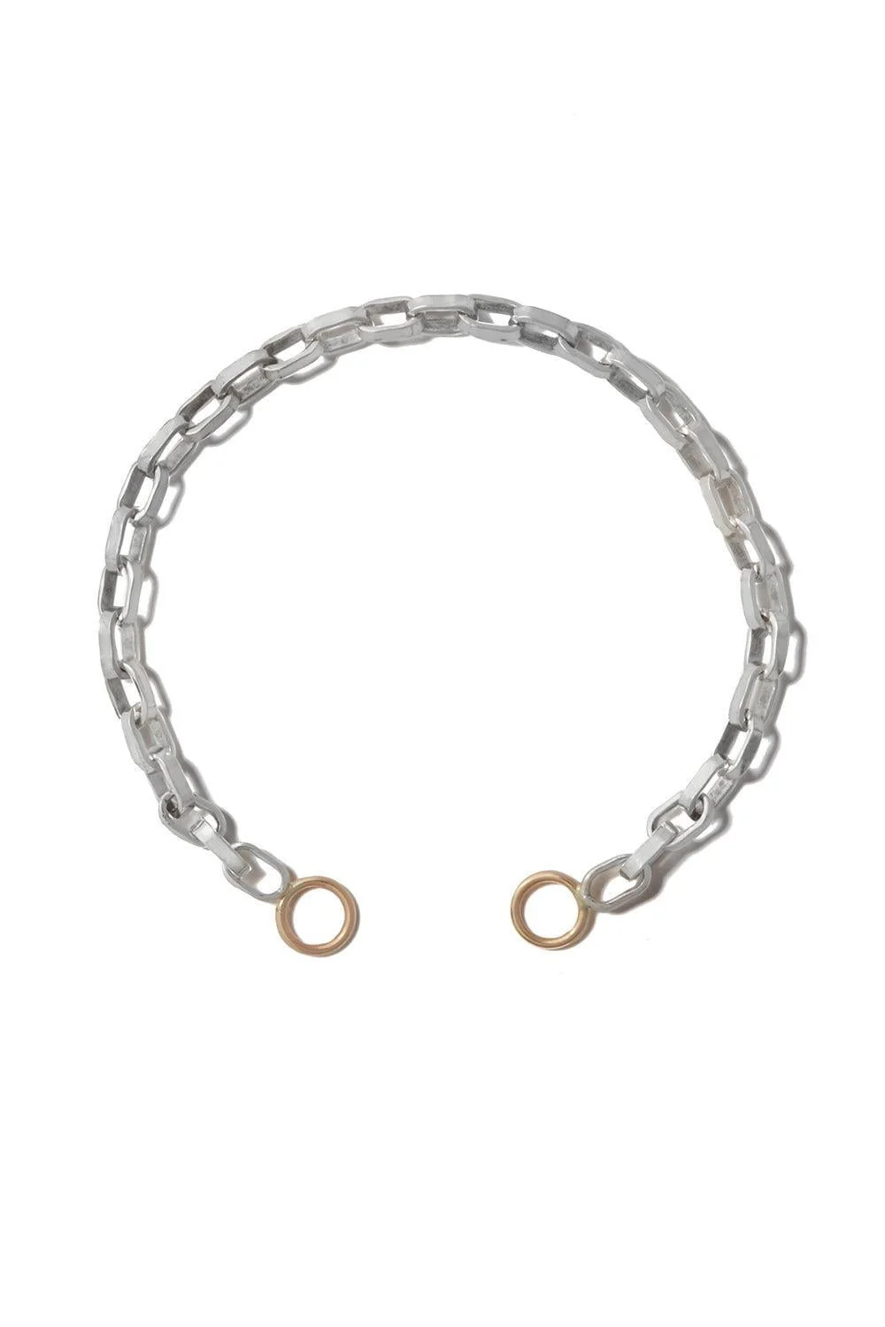 Mixed Metal Biker Chain Bracelet - Silver - 6in - 1