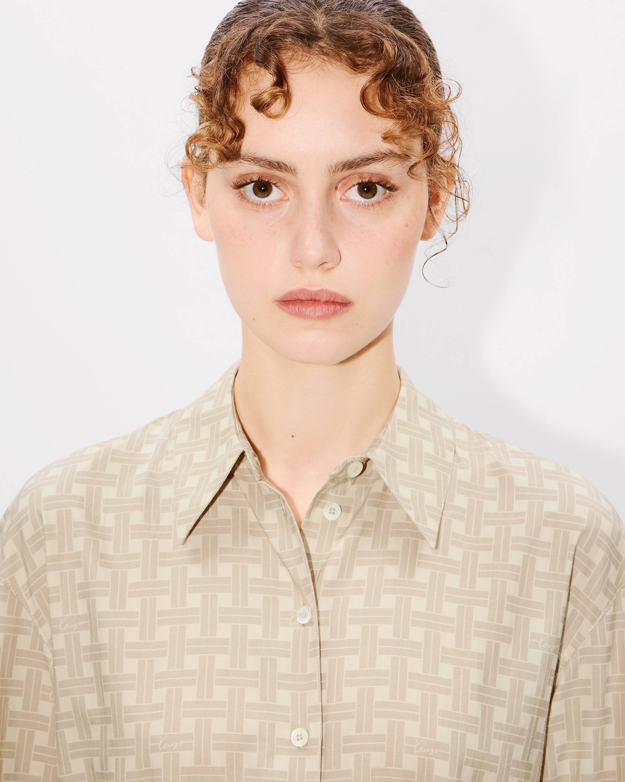 'KENZO Weave' long shirt dress in twill cotton viscose - 5